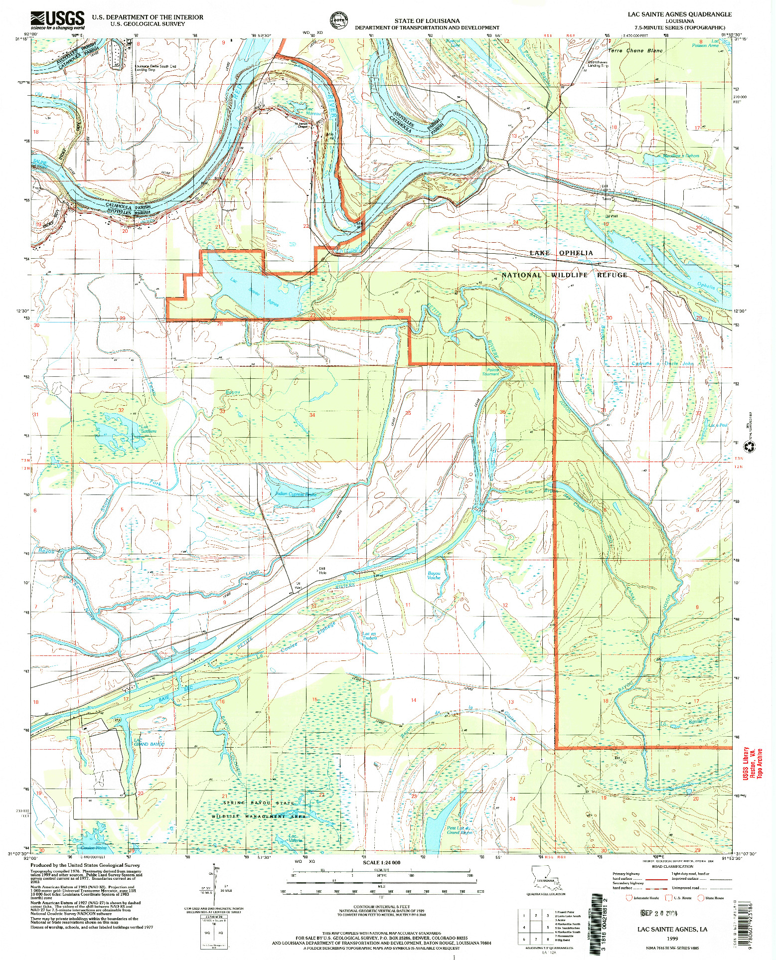 USGS 1:24000-SCALE QUADRANGLE FOR LAC SAINTE AGNES, LA 1999