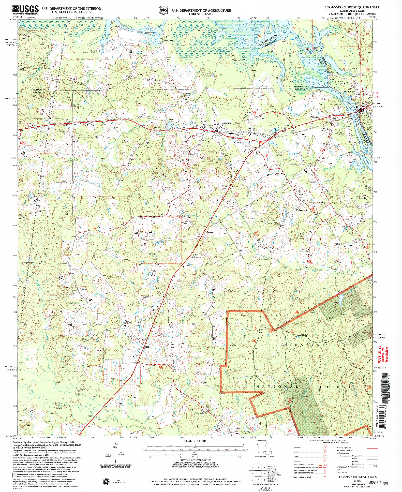 USGS 1:24000-SCALE QUADRANGLE FOR LOGANSPORT WEST, LA 2003