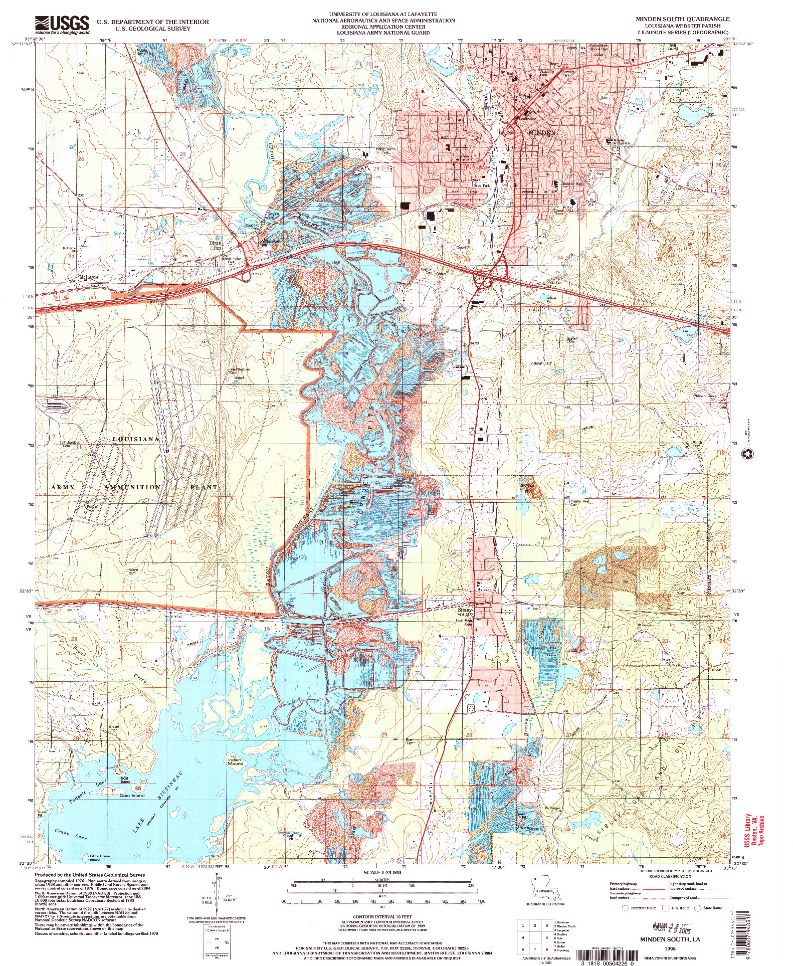 USGS 1:24000-SCALE QUADRANGLE FOR MINDEN SOUTH, LA 1998