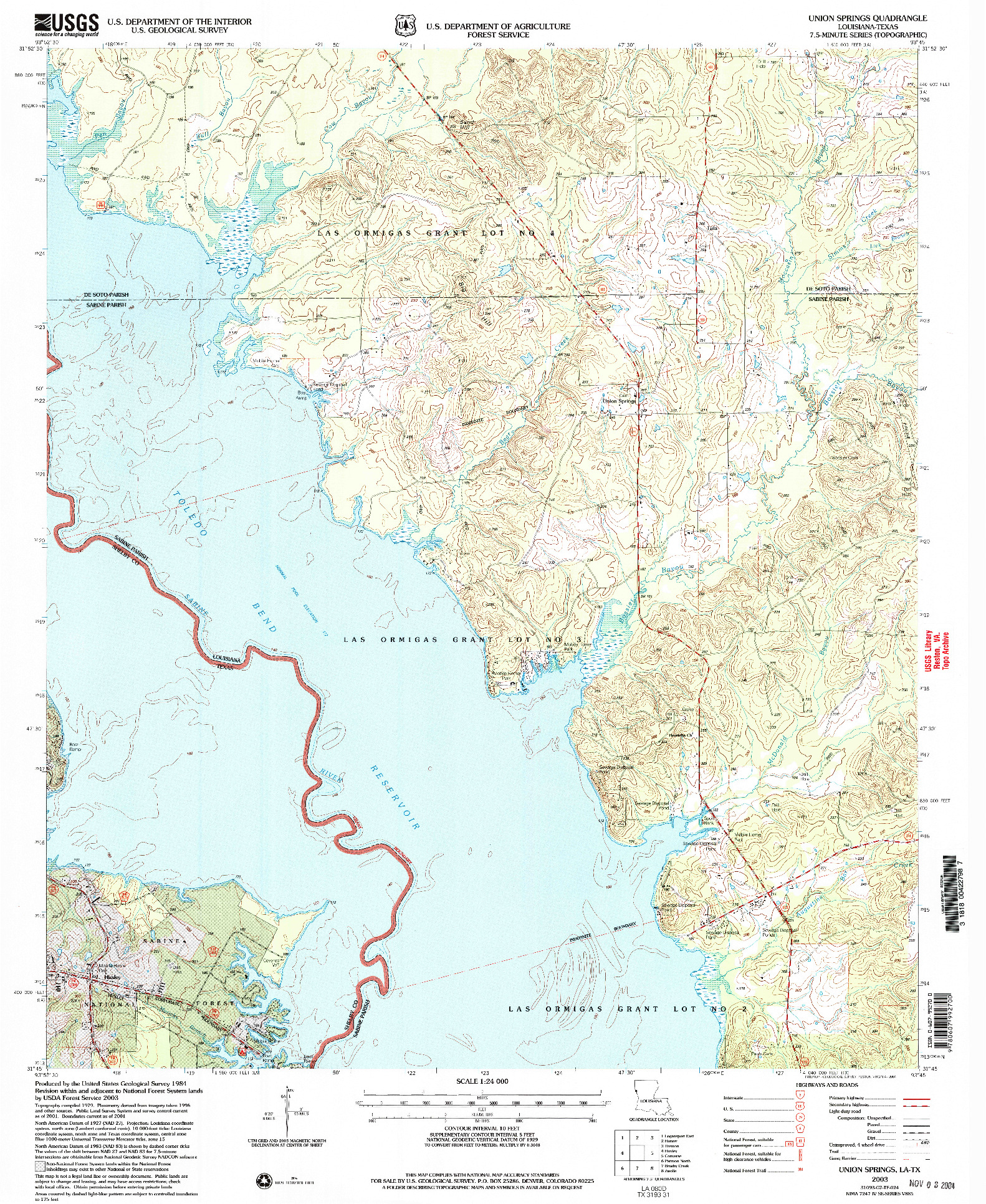 USGS 1:24000-SCALE QUADRANGLE FOR UNION SPRINGS, LA 2003