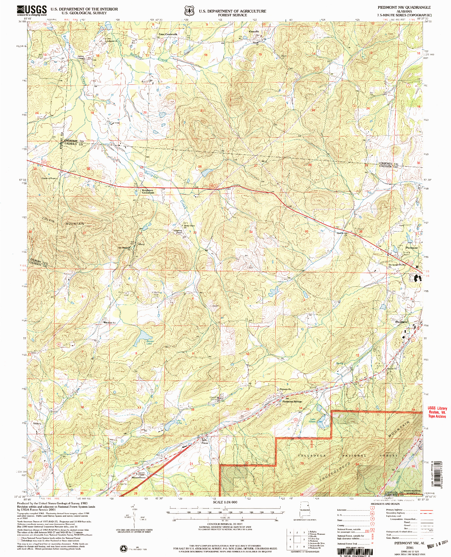 USGS 1:24000-SCALE QUADRANGLE FOR PIEDMONT NW, AL 2001
