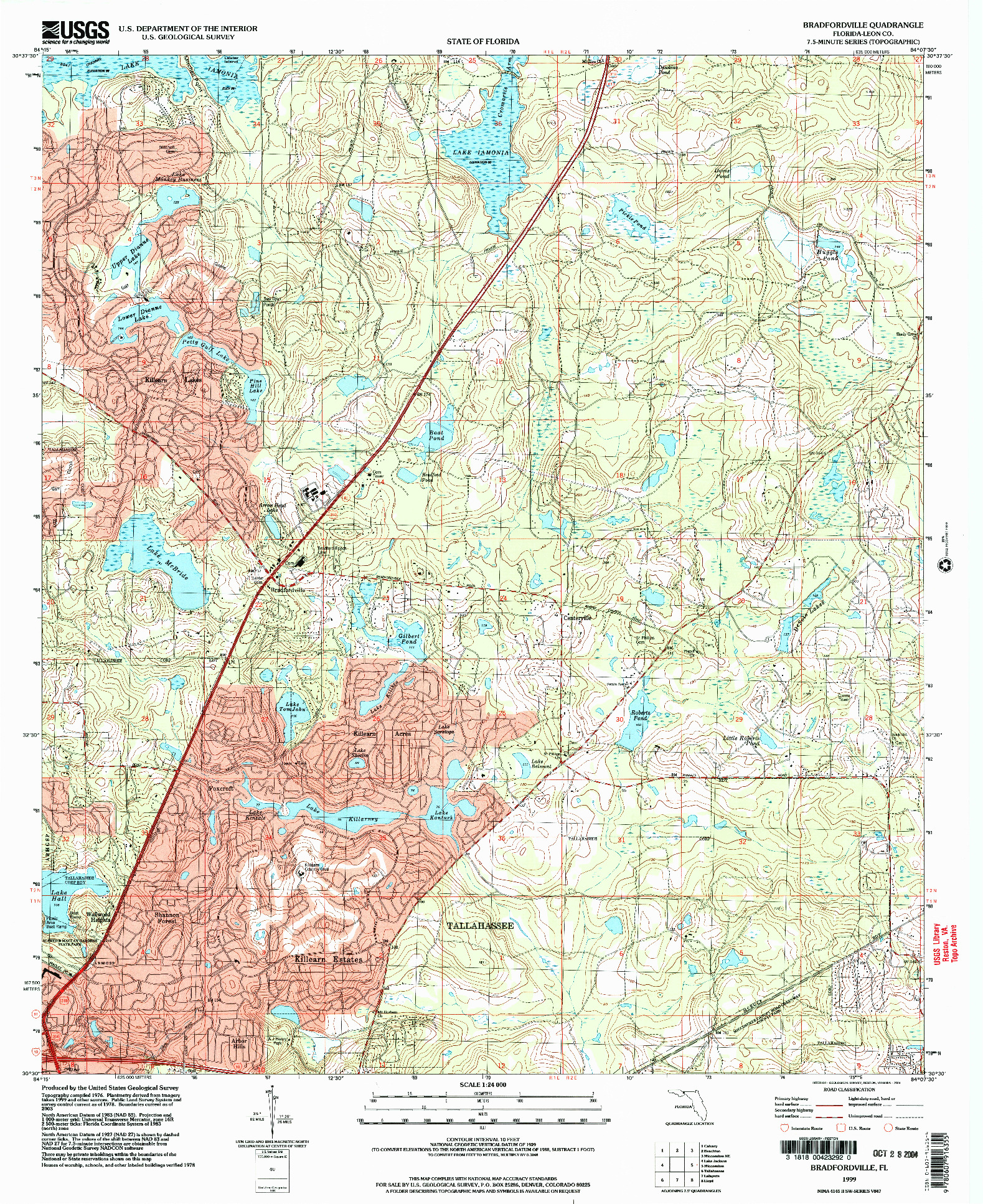 USGS 1:24000-SCALE QUADRANGLE FOR BRADFORDVILLE, FL 1999