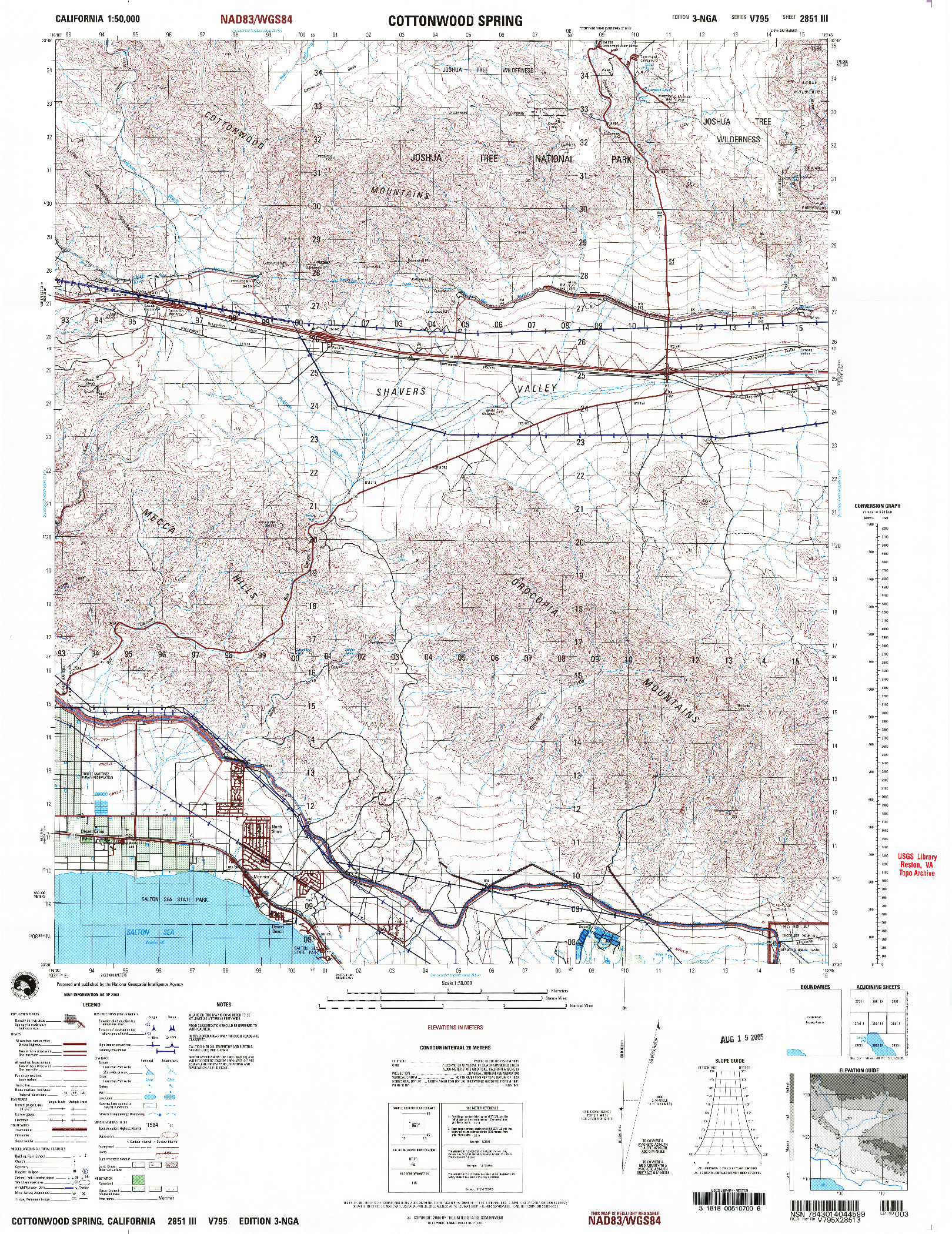 USGS 1:50000-SCALE QUADRANGLE FOR COTTONWOOD SPRING, CA 2003