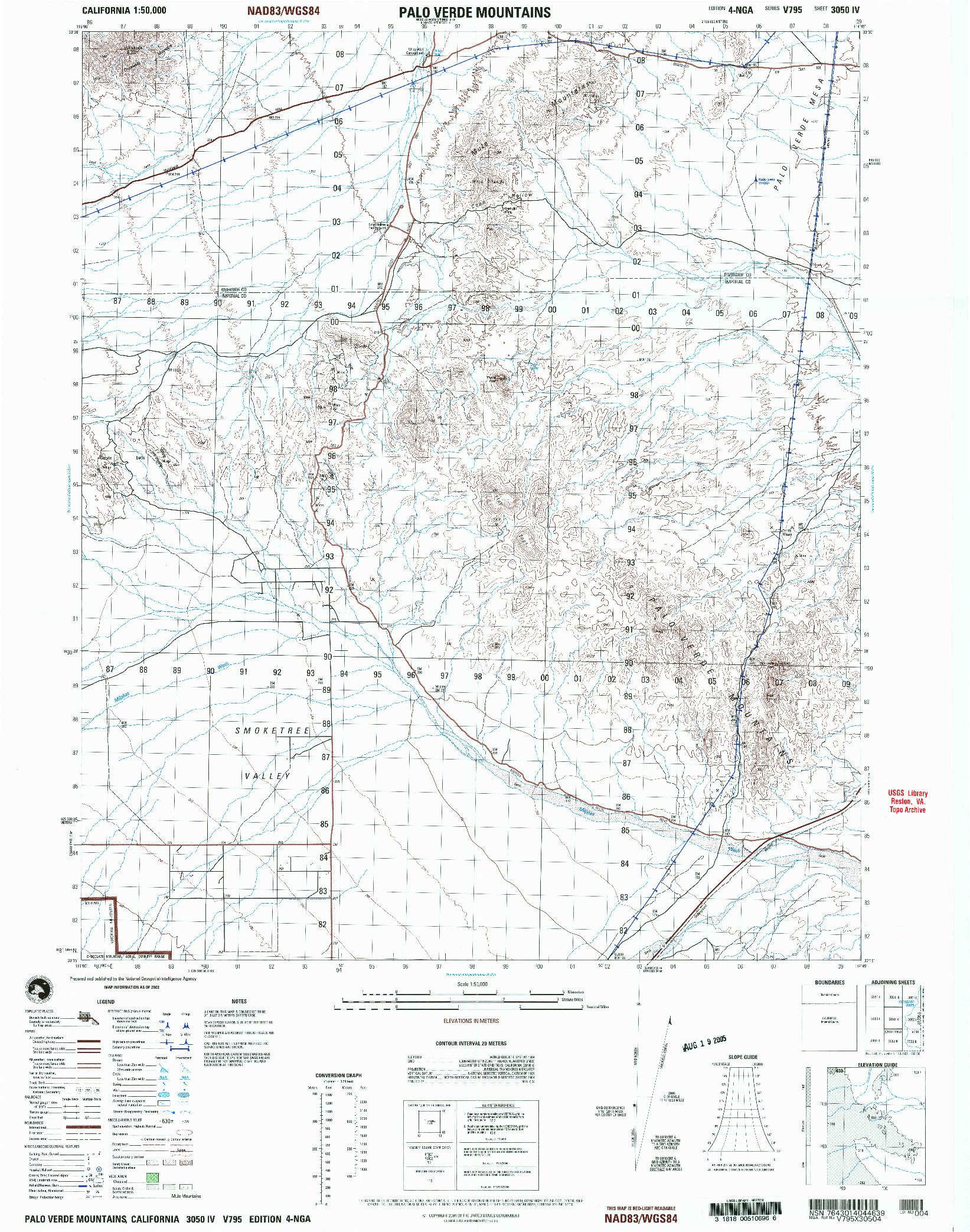 USGS 1:50000-SCALE QUADRANGLE FOR PALO VERDE MOUNTAINS, CA 2002
