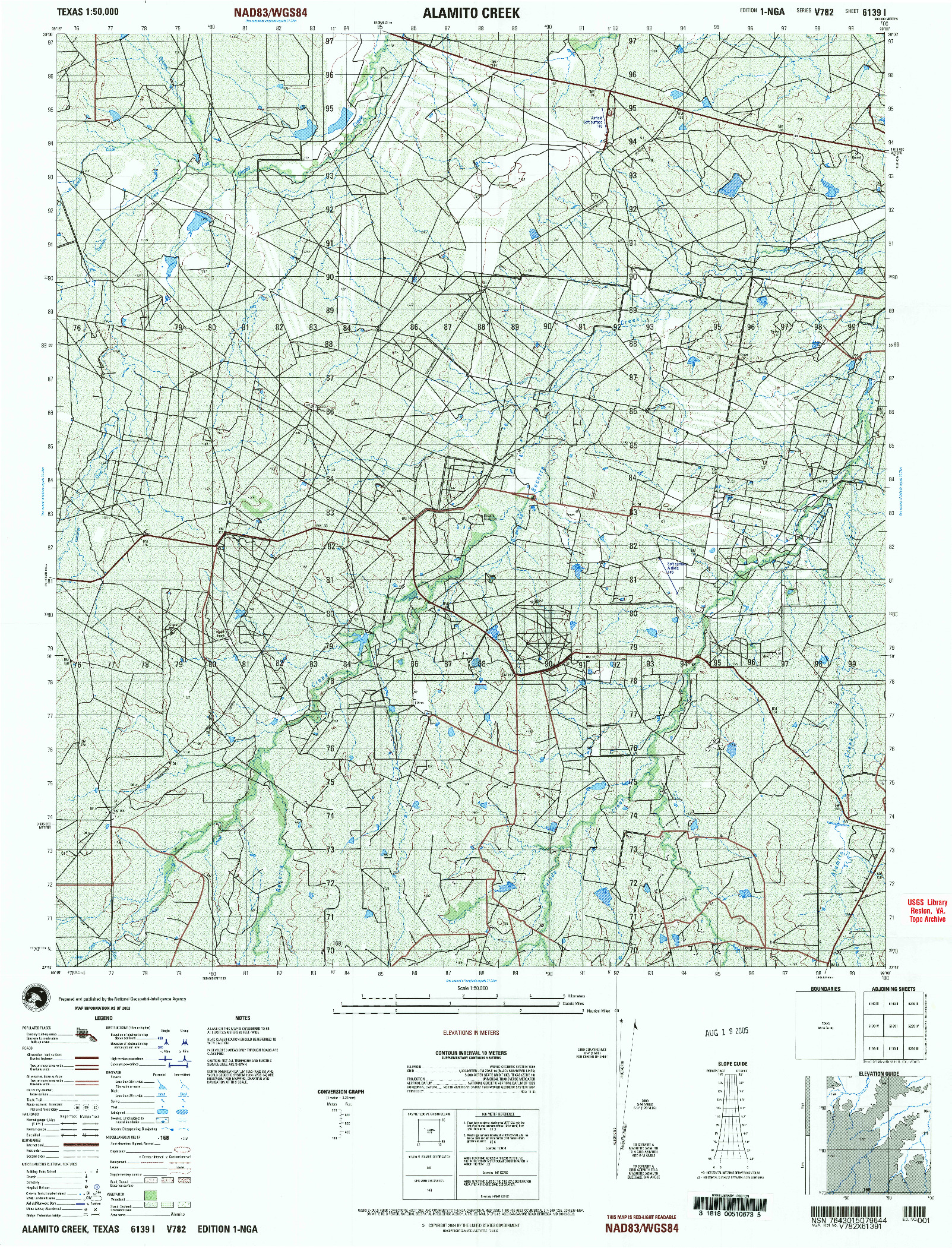 USGS 1:50000-SCALE QUADRANGLE FOR ALAMITO CREEK, TX 2002