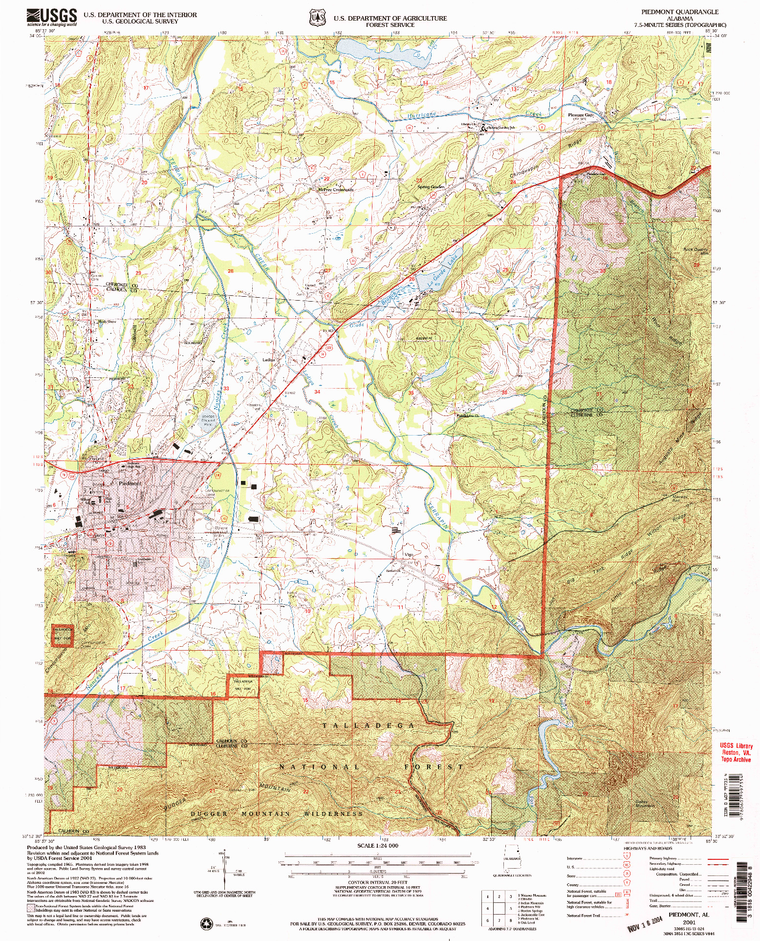 USGS 1:24000-SCALE QUADRANGLE FOR PIEDMONT, AL 2001