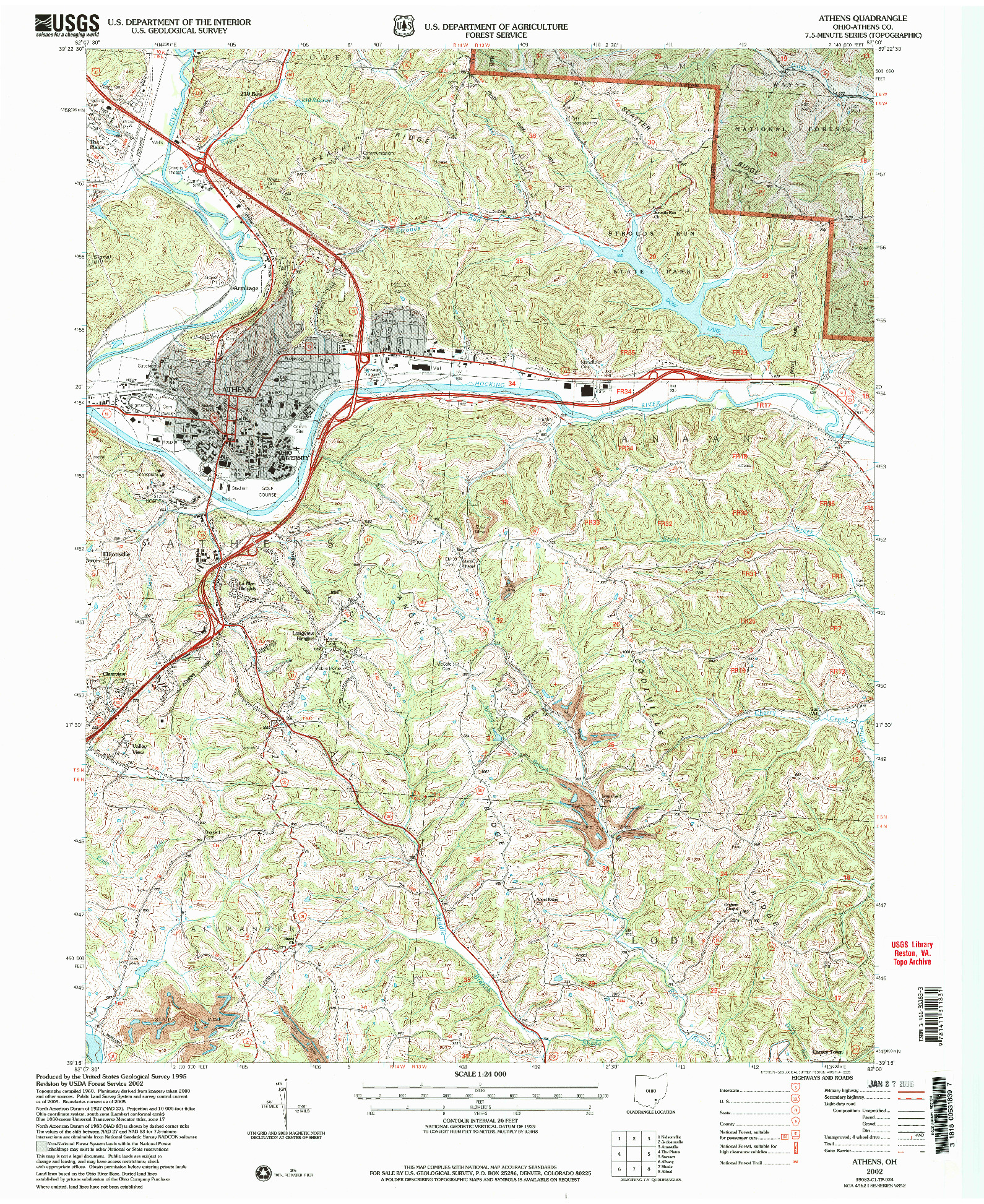 USGS 1:24000-SCALE QUADRANGLE FOR ATHENS, OH 2002