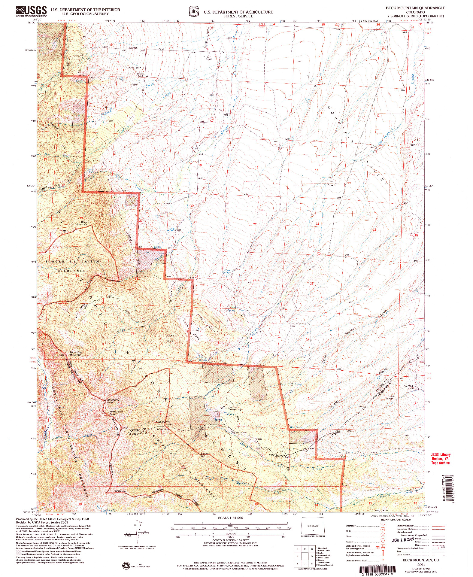 USGS 1:24000-SCALE QUADRANGLE FOR BECK MOUNTAIN, CO 2001