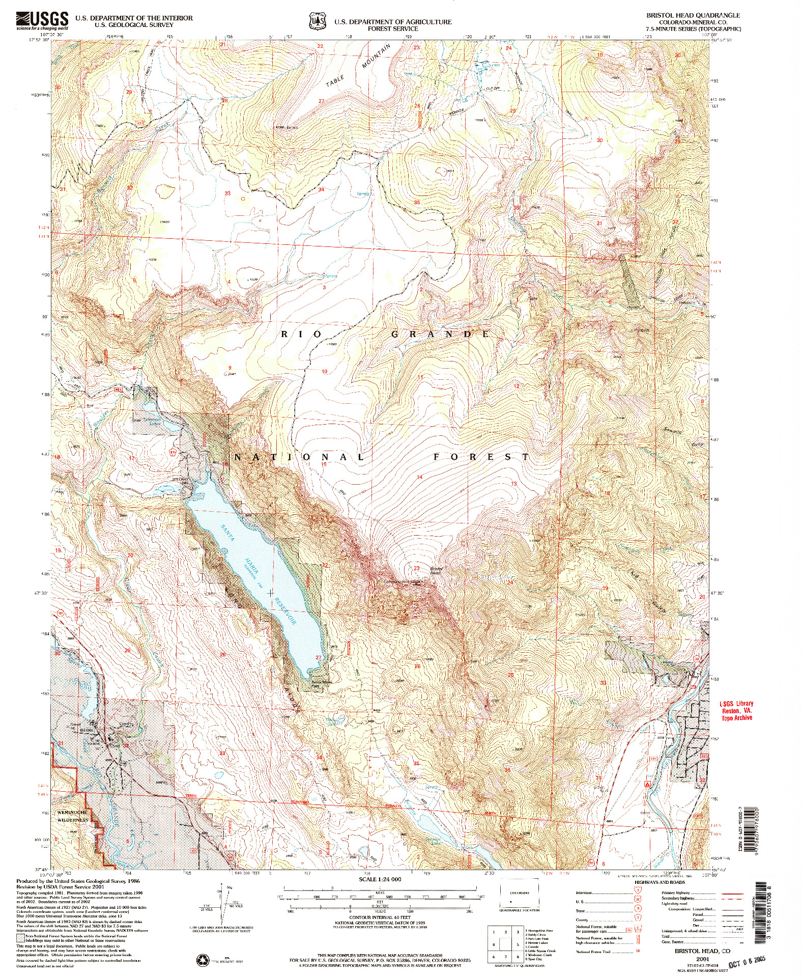 USGS 1:24000-SCALE QUADRANGLE FOR BRISTOL HEAD, CO 2001