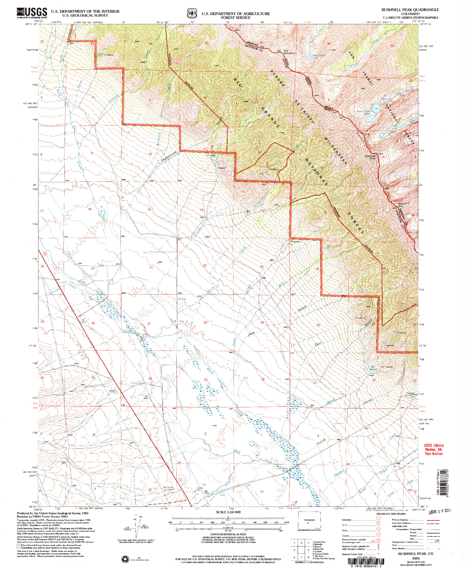 USGS 1:24000-SCALE QUADRANGLE FOR BUSHNELL PEAK, CO 2001