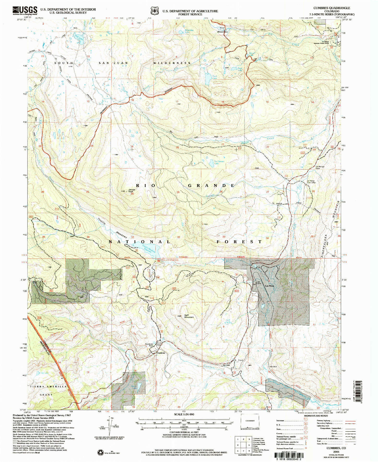 USGS 1:24000-SCALE QUADRANGLE FOR CUMBRES, CO 2001