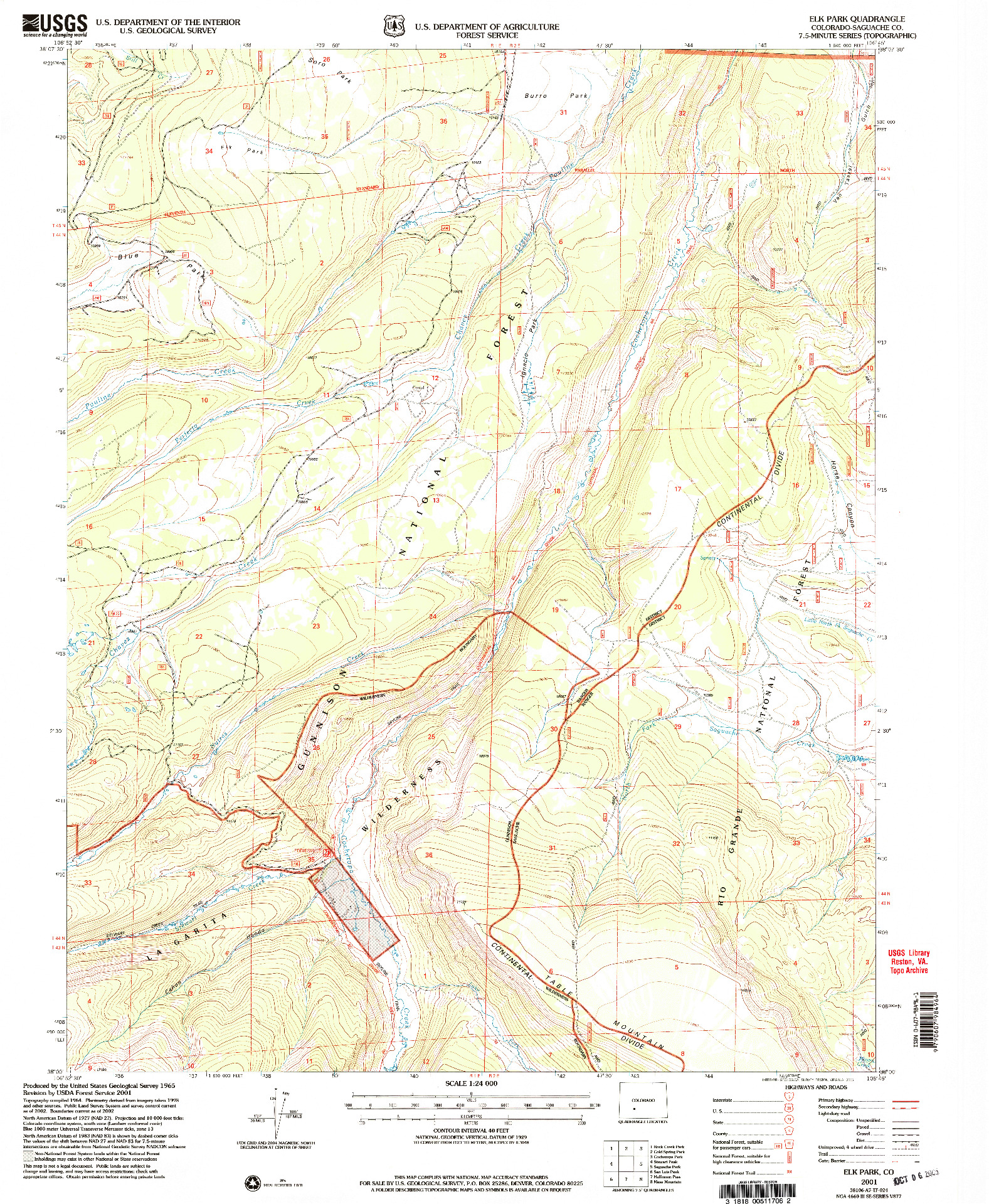 USGS 1:24000-SCALE QUADRANGLE FOR ELK PARK, CO 2001