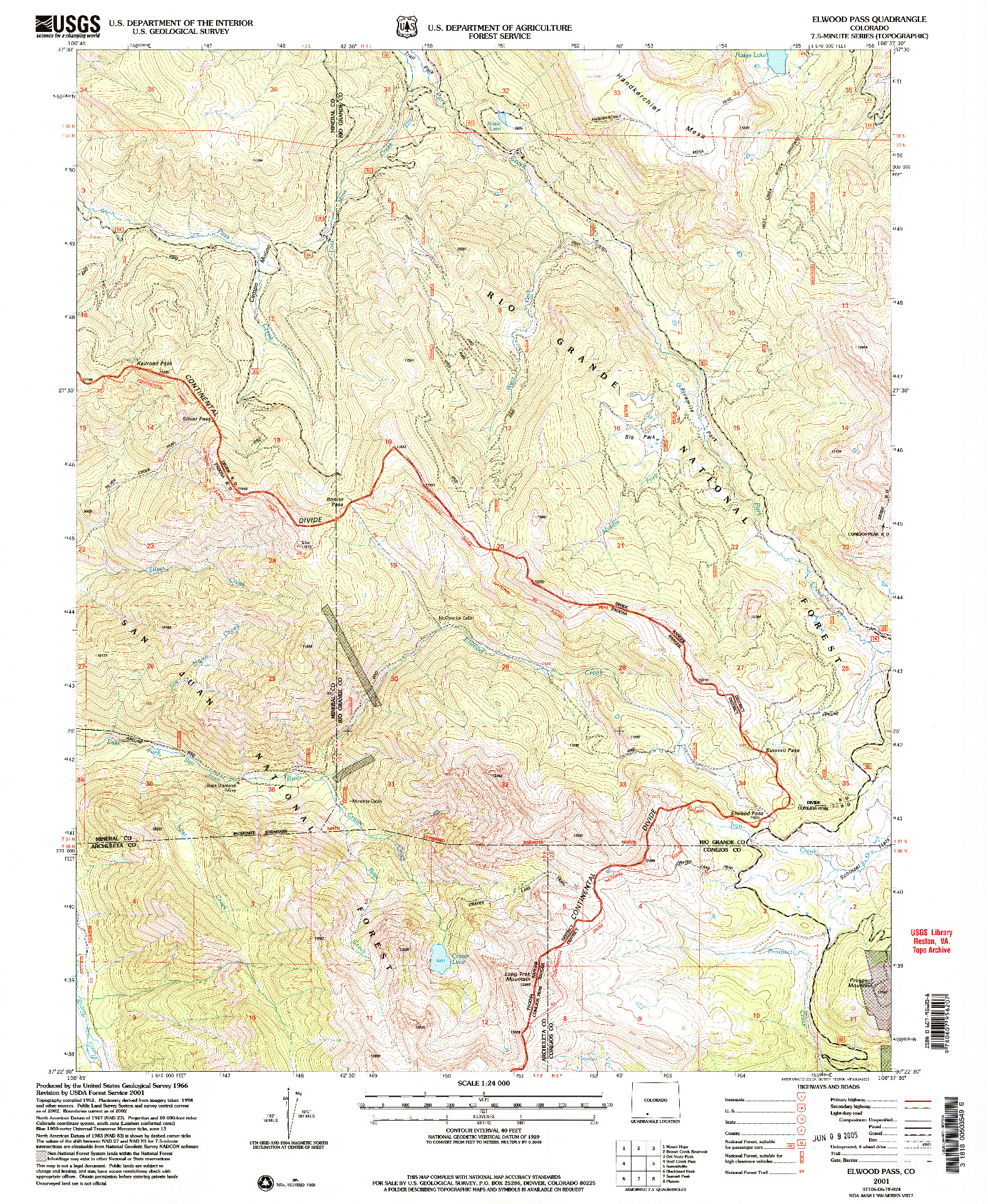 USGS 1:24000-SCALE QUADRANGLE FOR ELWOOD PASS, CO 2001