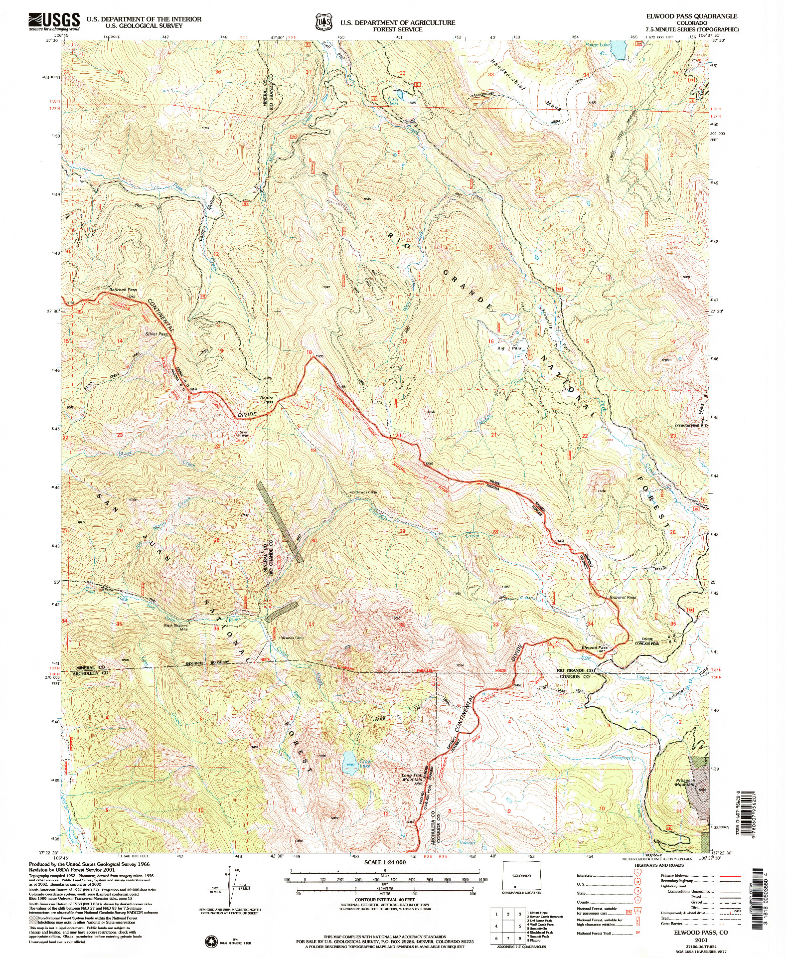 USGS 1:24000-SCALE QUADRANGLE FOR ELWOOD PASS, CO 2001