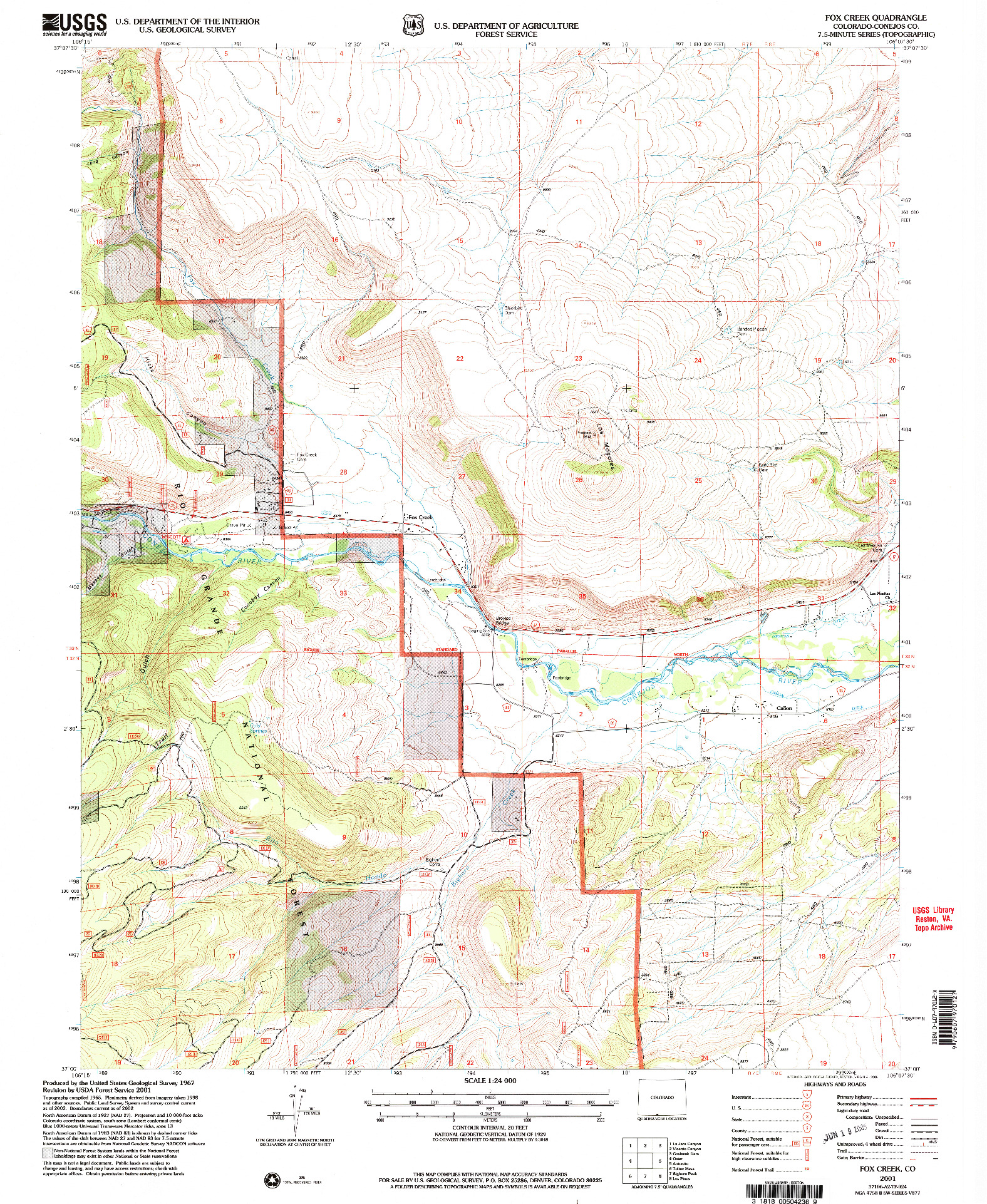 USGS 1:24000-SCALE QUADRANGLE FOR FOX CREEK, CO 2001