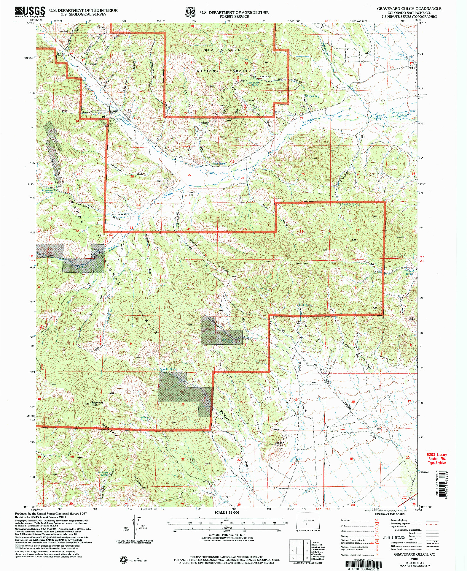USGS 1:24000-SCALE QUADRANGLE FOR GRAVEYARD GULCH, CO 2001