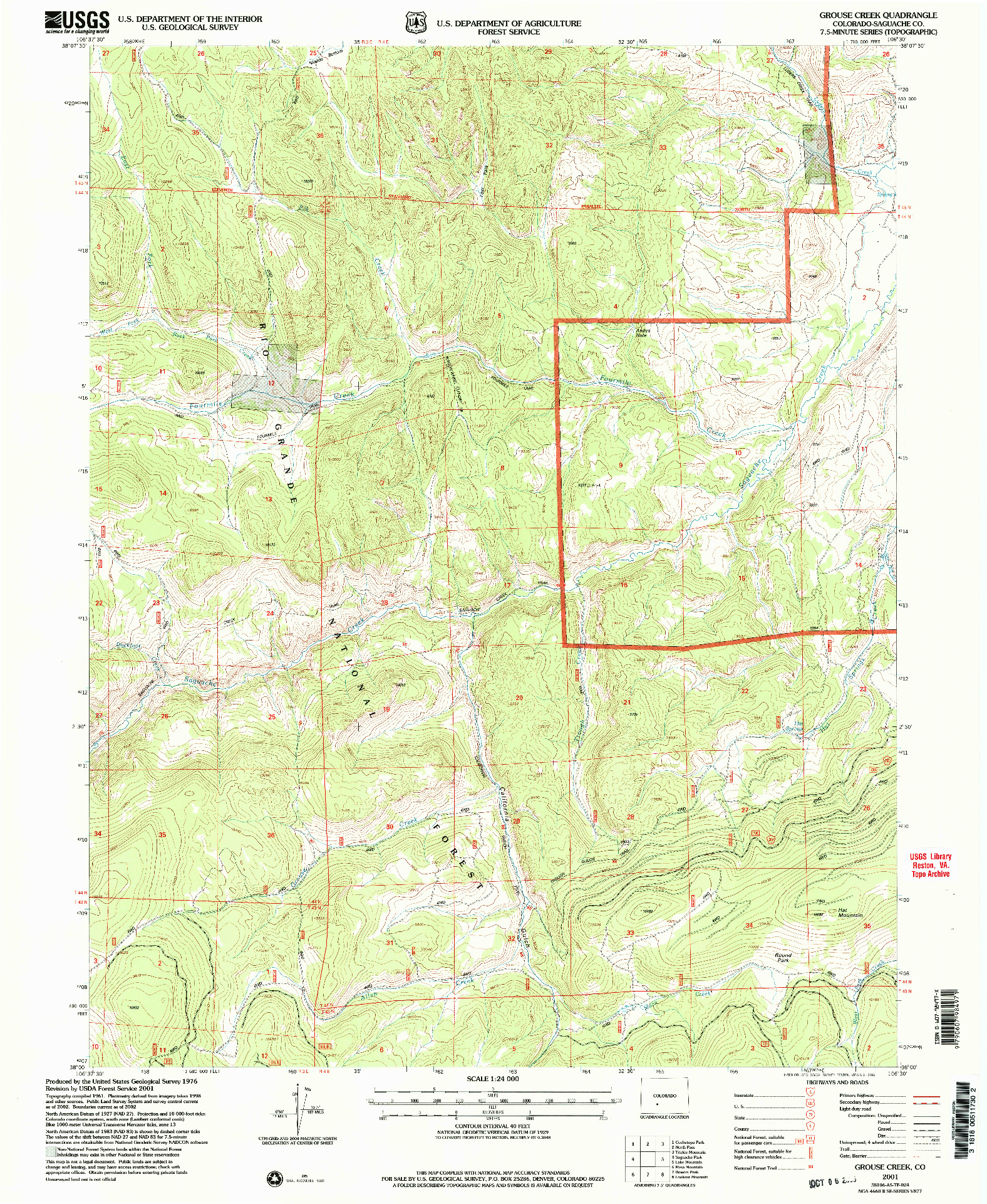 USGS 1:24000-SCALE QUADRANGLE FOR GROUSE CREEK, CO 2001