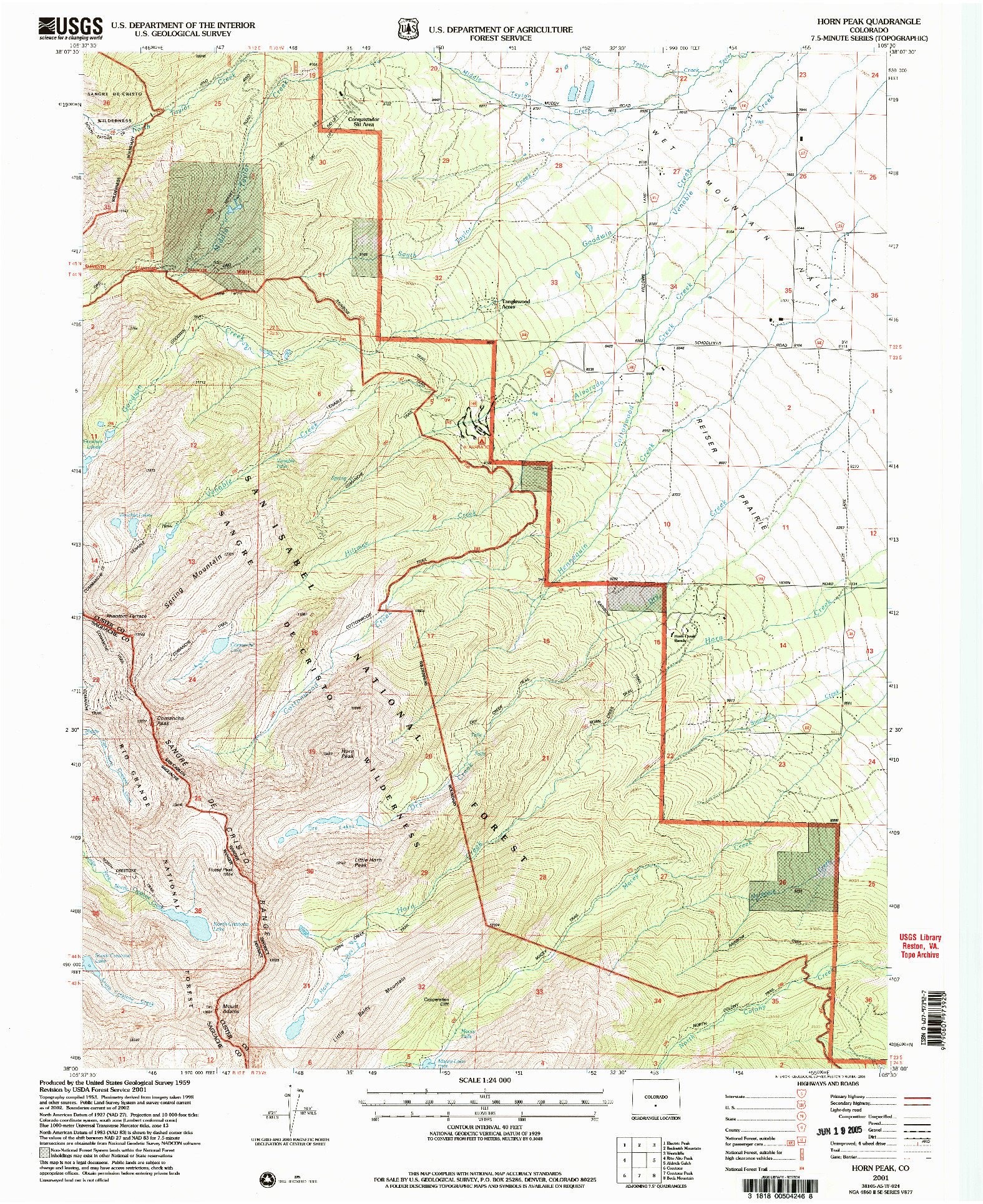 USGS 1:24000-SCALE QUADRANGLE FOR HORN PEAK, CO 2001