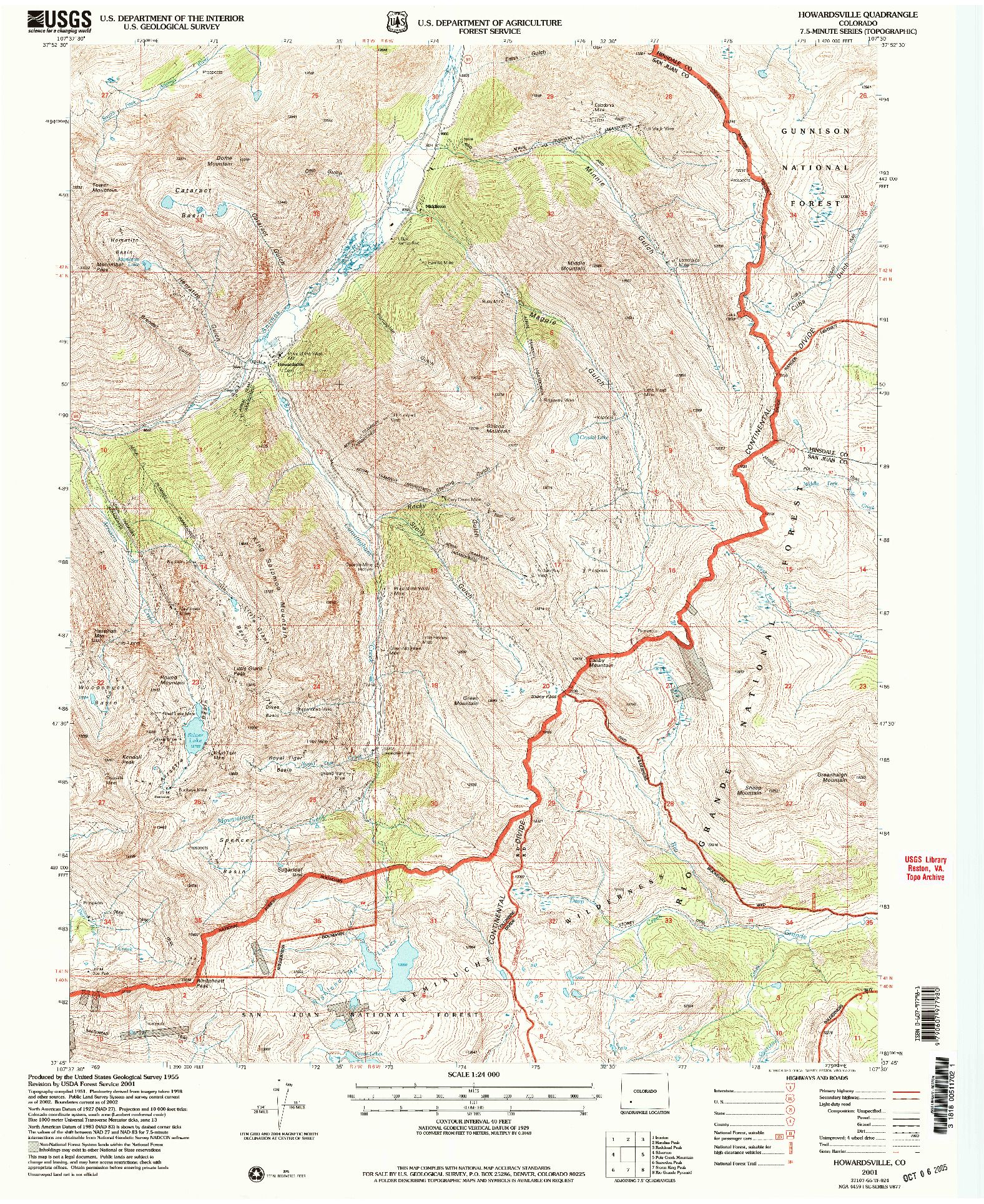 USGS 1:24000-SCALE QUADRANGLE FOR HOWARDSVILLE, CO 2001