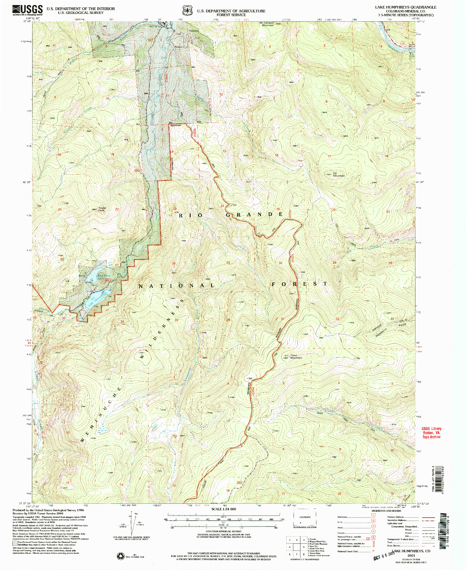 USGS 1:24000-SCALE QUADRANGLE FOR LAKE HUMPHREYS, CO 2001