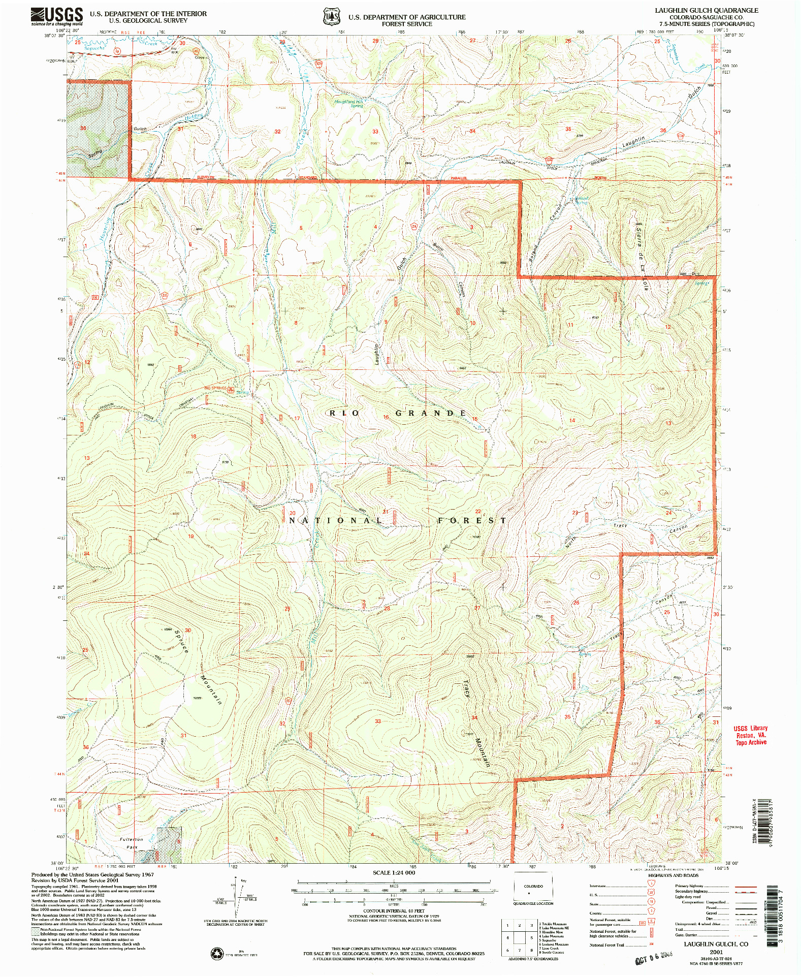 USGS 1:24000-SCALE QUADRANGLE FOR LAUGHLIN GULCH, CO 2001