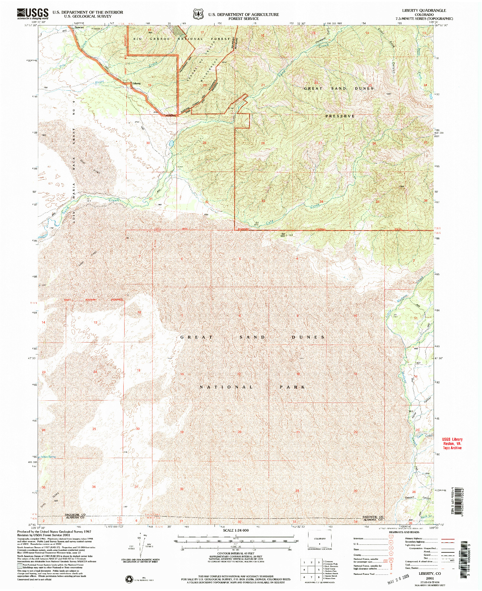 USGS 1:24000-SCALE QUADRANGLE FOR LIBERTY, CO 2001