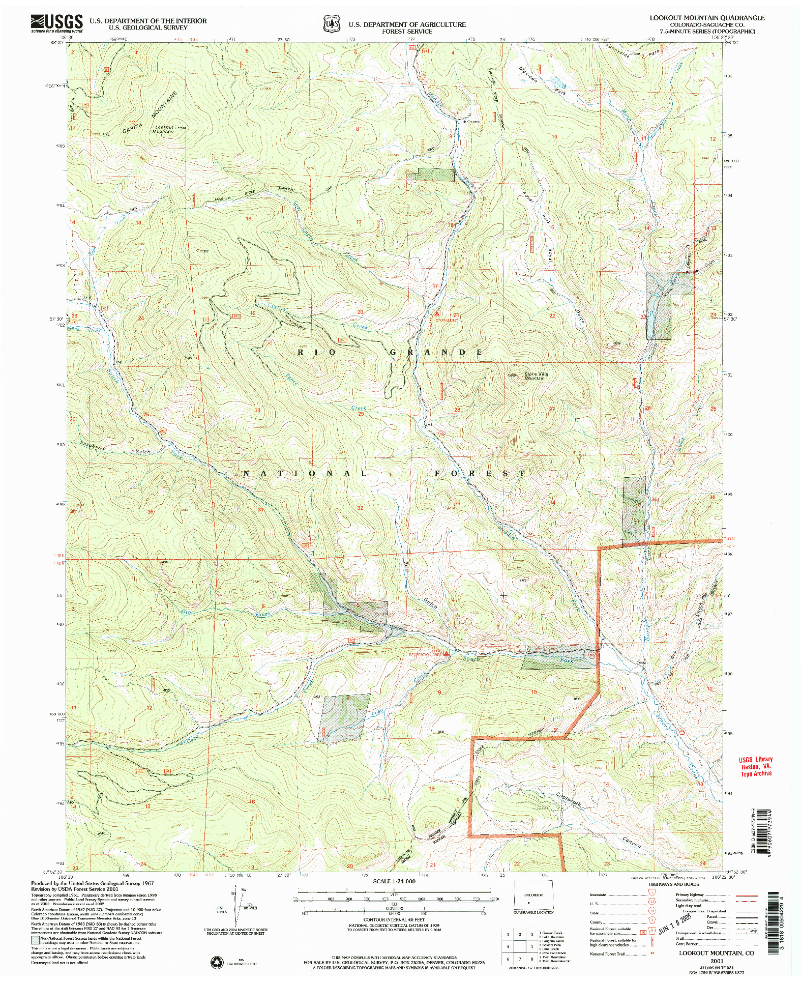 USGS 1:24000-SCALE QUADRANGLE FOR LOOKOUT MOUNTAIN, CO 2001