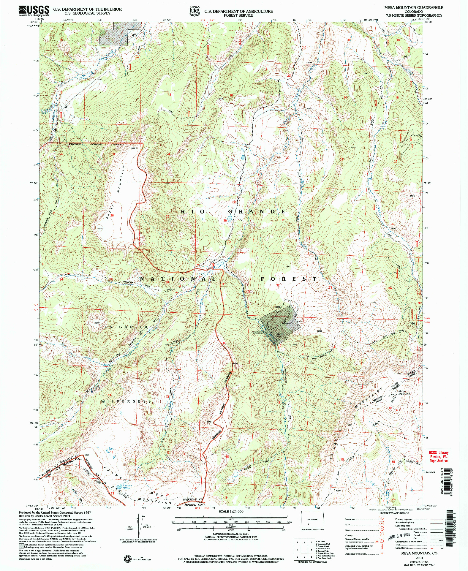 USGS 1:24000-SCALE QUADRANGLE FOR MESA MOUNTAIN, CO 2001