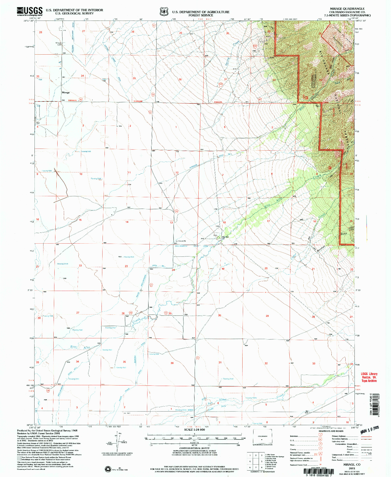 USGS 1:24000-SCALE QUADRANGLE FOR MIRAGE, CO 2001