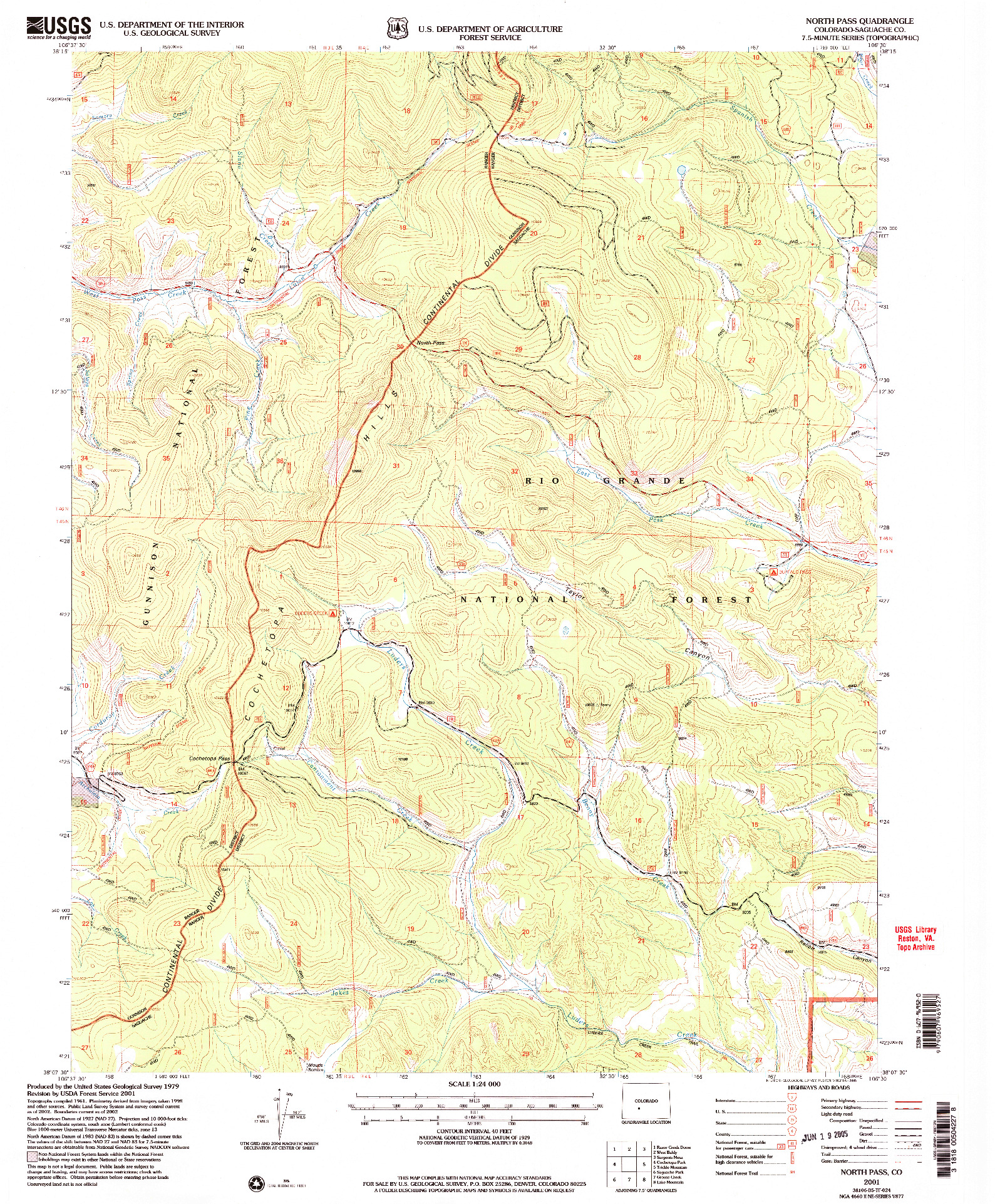 USGS 1:24000-SCALE QUADRANGLE FOR NORTH PASS, CO 2001