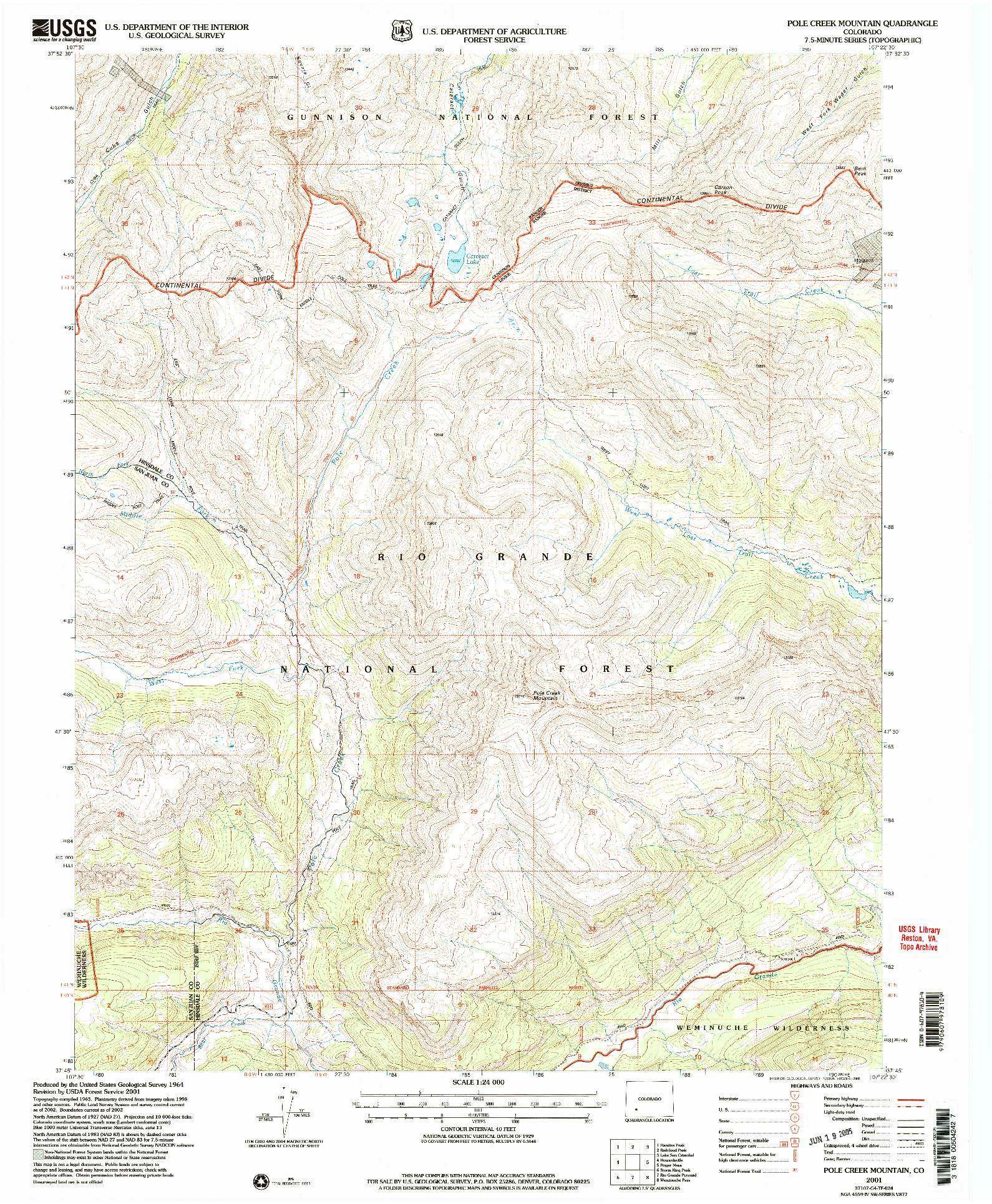 USGS 1:24000-SCALE QUADRANGLE FOR POLE CREEK MOUNTAIN, CO 2001