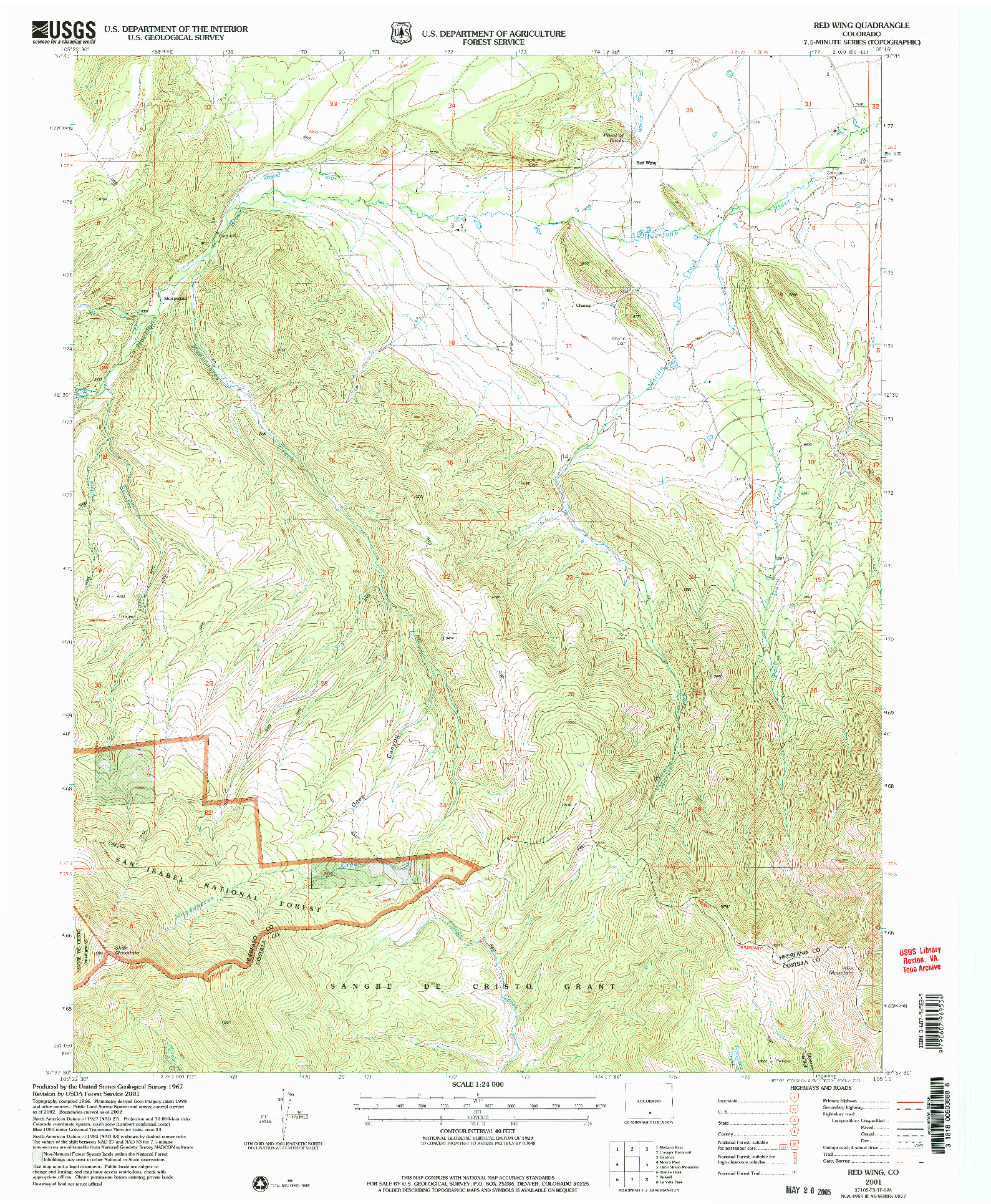 USGS 1:24000-SCALE QUADRANGLE FOR RED WING, CO 2001