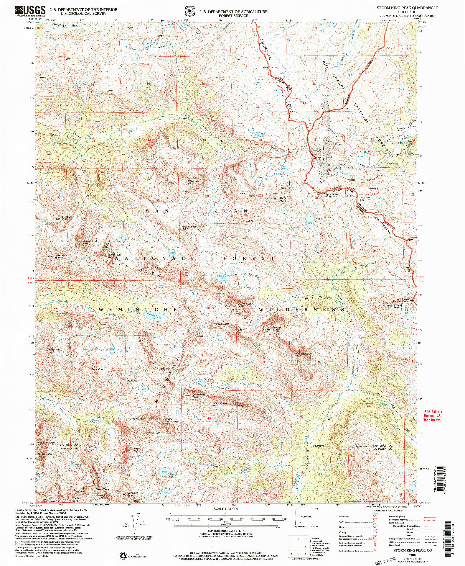 USGS 1:24000-SCALE QUADRANGLE FOR STORM KING PEAK, CO 2001