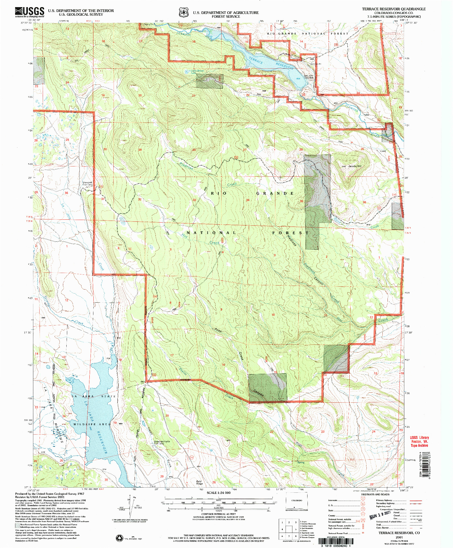 USGS 1:24000-SCALE QUADRANGLE FOR TERRACE RESERVOIR, CO 2001