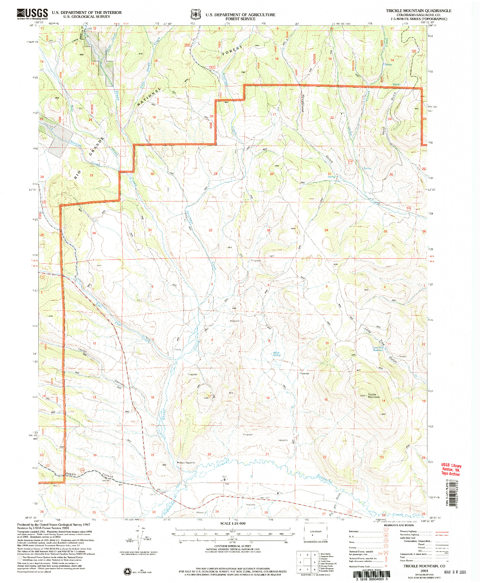 USGS 1:24000-SCALE QUADRANGLE FOR TRICKLE MOUNTAIN, CO 2001