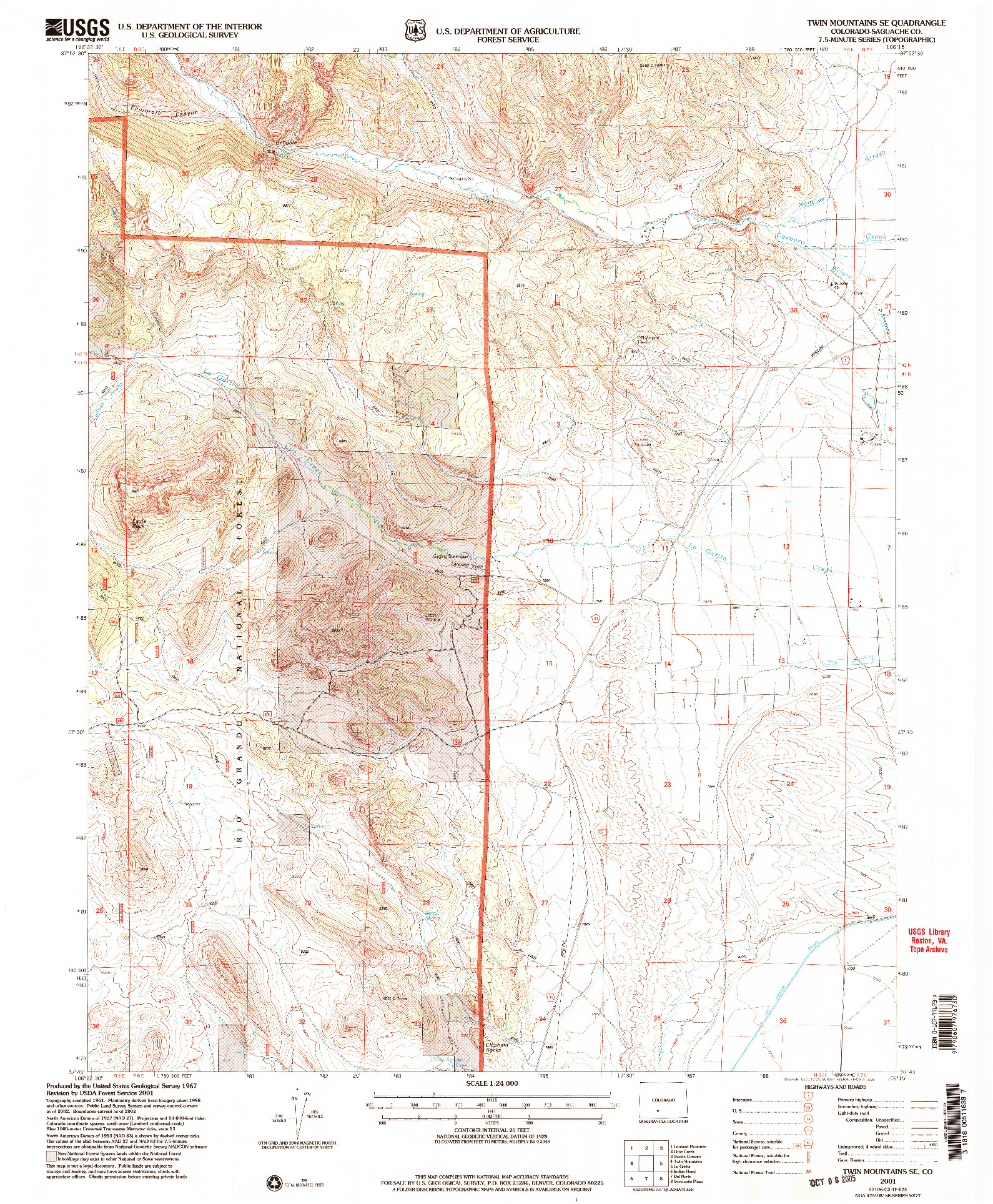 USGS 1:24000-SCALE QUADRANGLE FOR TWIN MOUNTAINS SE, CO 2001