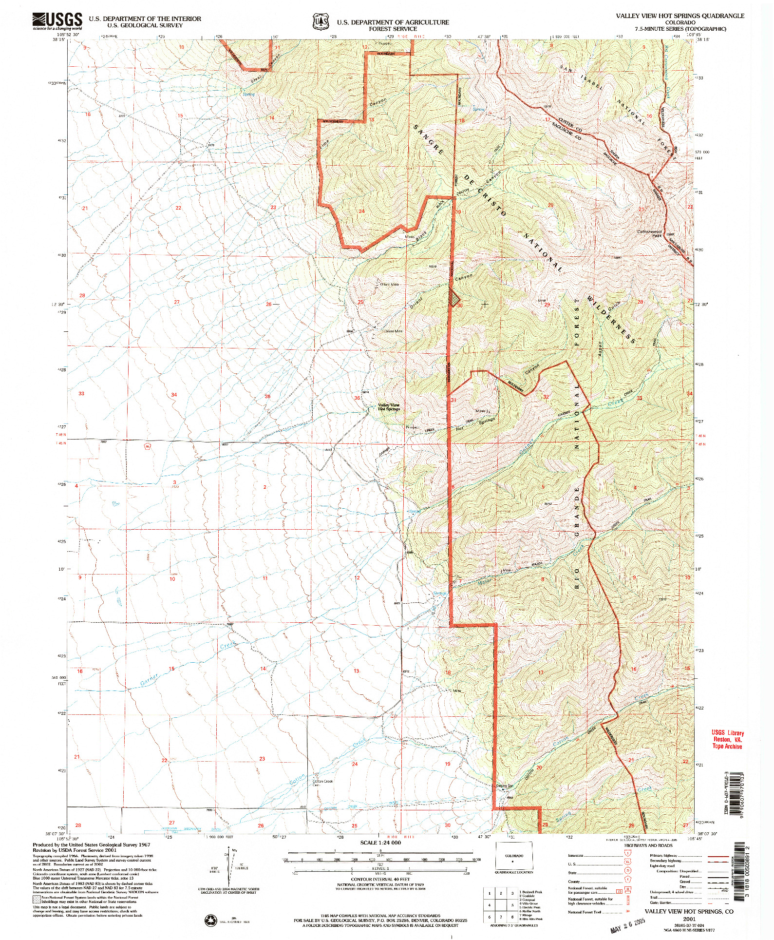 USGS 1:24000-SCALE QUADRANGLE FOR VALLEY VIEW HOT SPRINGS, CO 2001