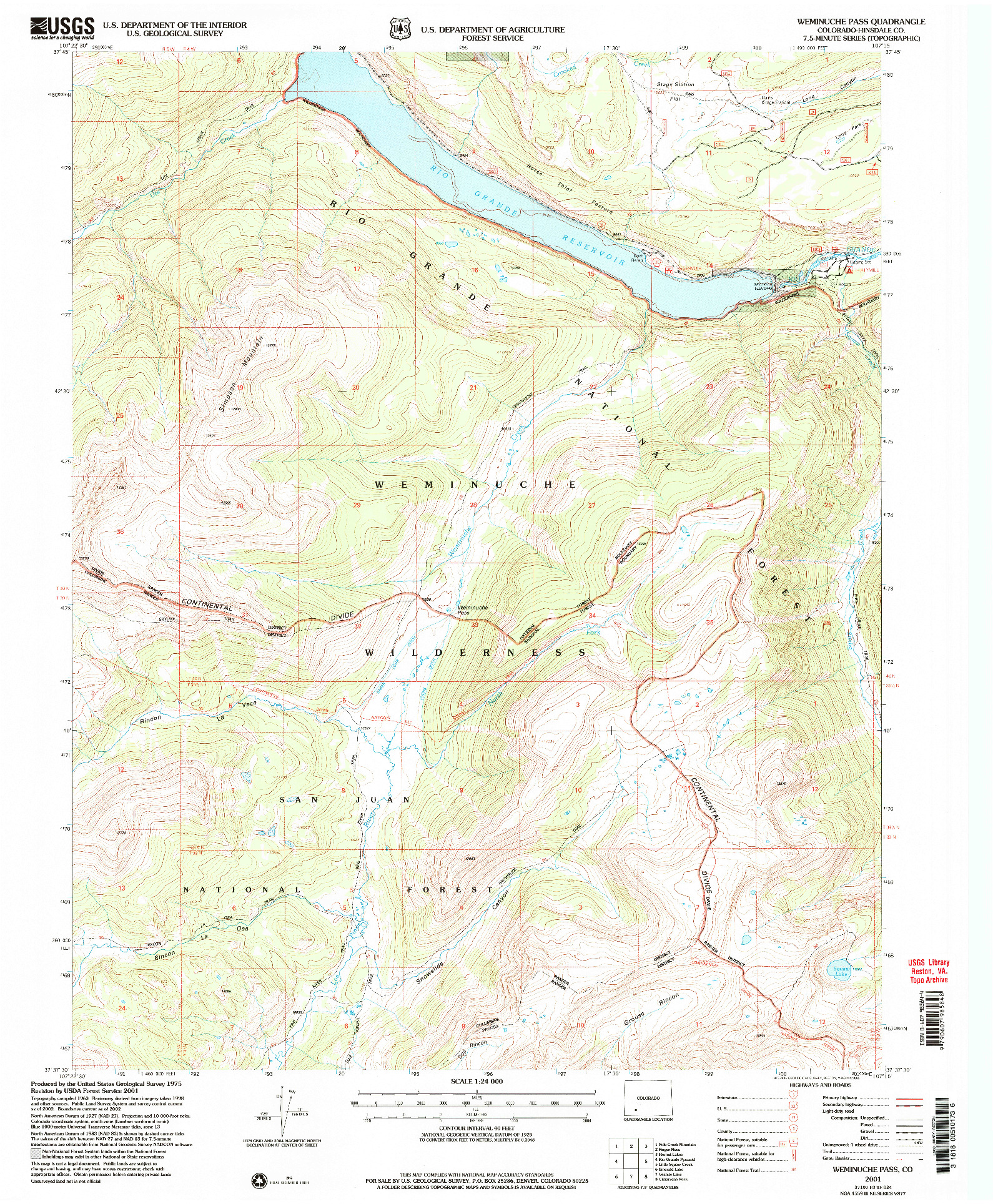 USGS 1:24000-SCALE QUADRANGLE FOR WEMINUCHE PASS, CO 2001