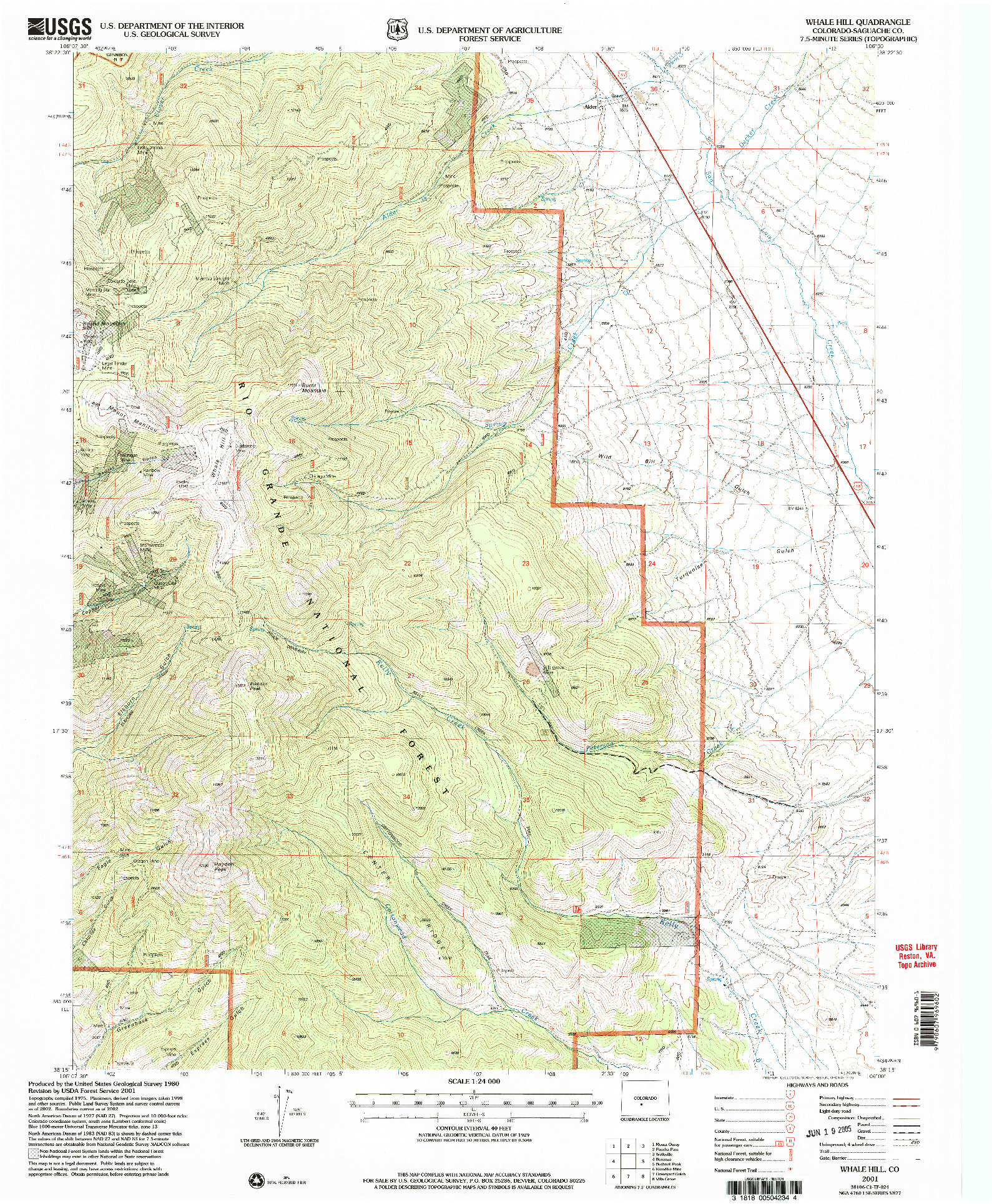 USGS 1:24000-SCALE QUADRANGLE FOR WHALE HILL, CO 2001