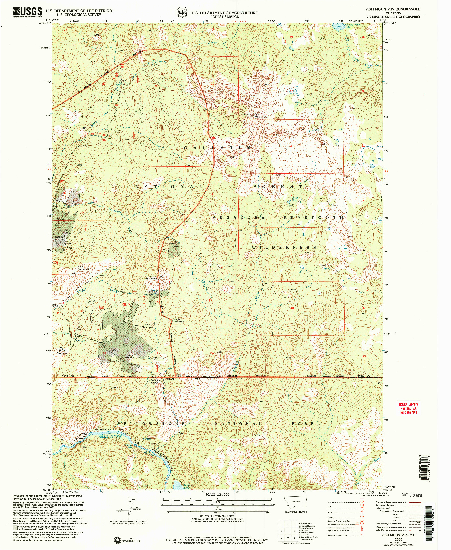 USGS 1:24000-SCALE QUADRANGLE FOR ASH MOUNTAIN, MT 2000