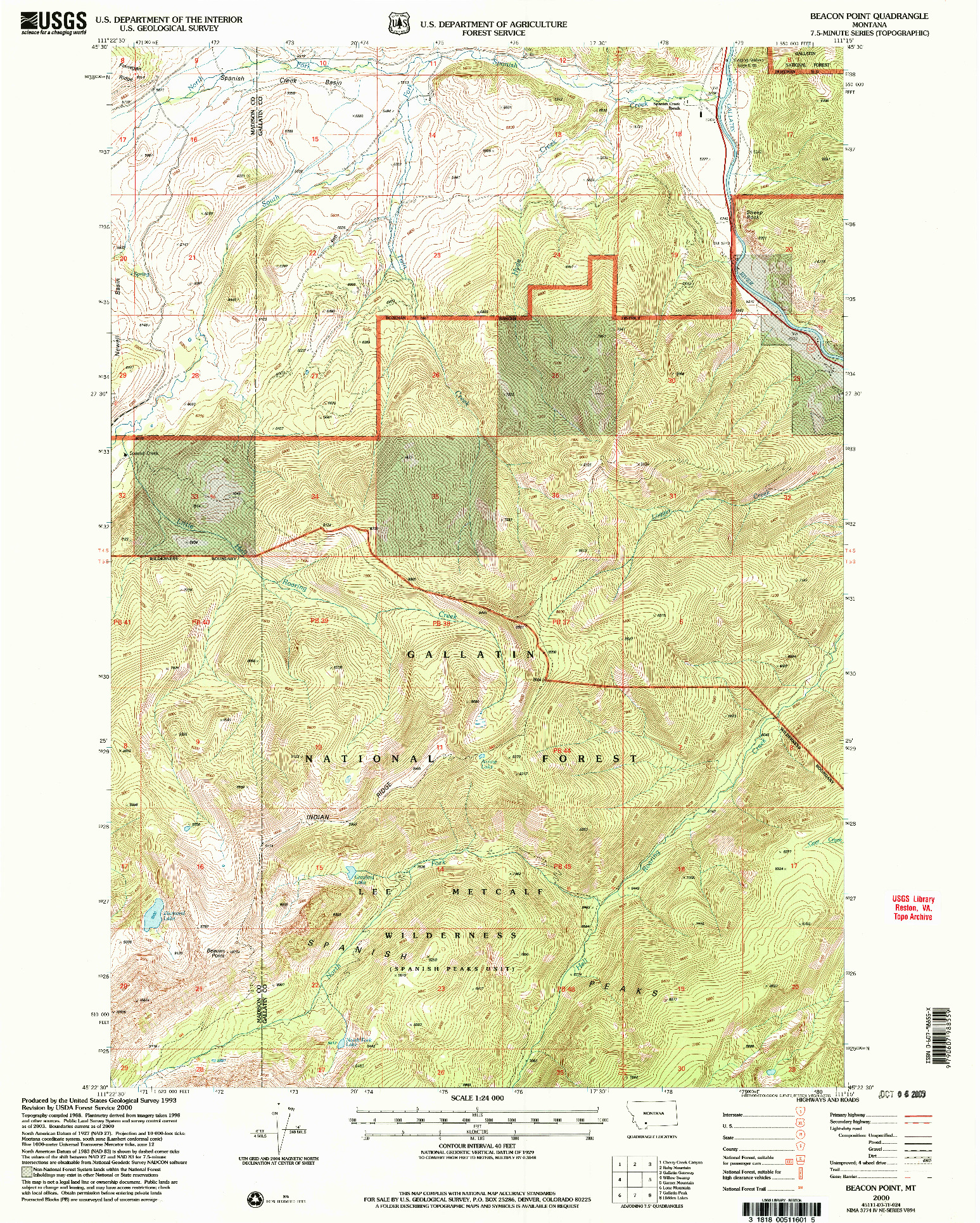 USGS 1:24000-SCALE QUADRANGLE FOR BEACON POINT, MT 2000
