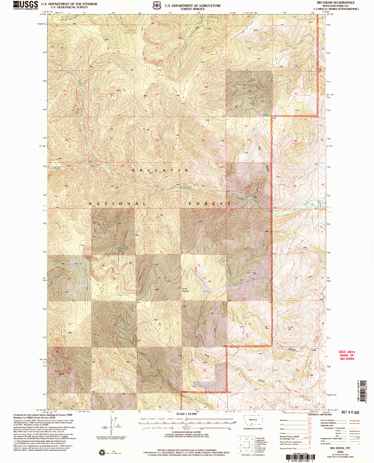 USGS 1:24000-SCALE QUADRANGLE FOR BIG DRAW, MT 2000