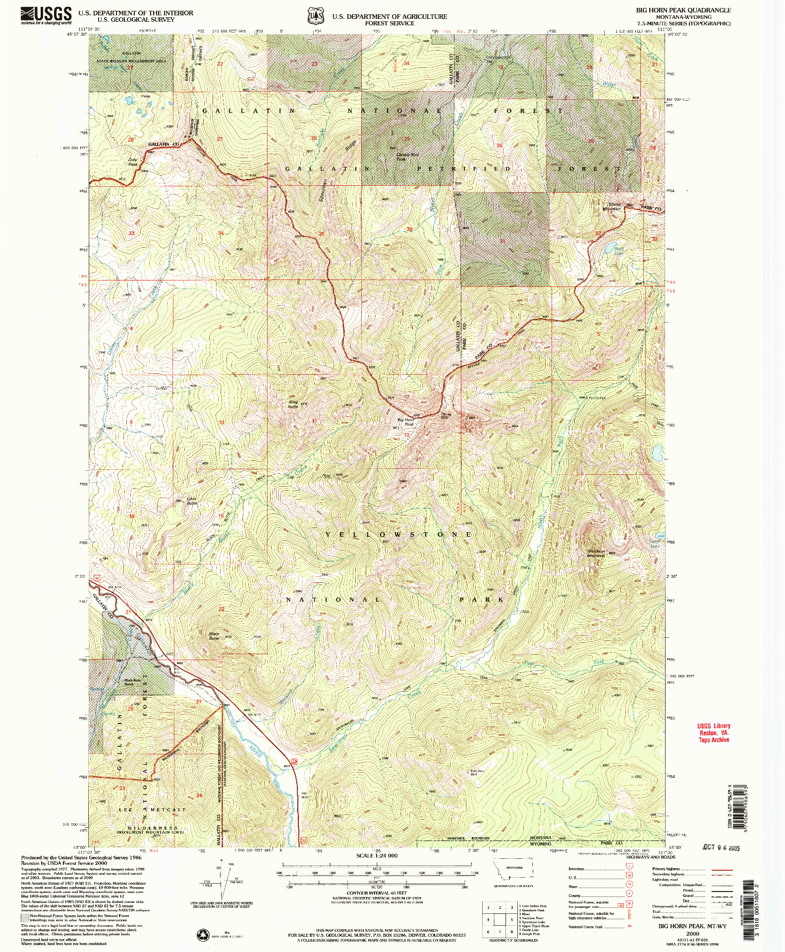 USGS 1:24000-SCALE QUADRANGLE FOR BIG HORN PEAK, MT 2000