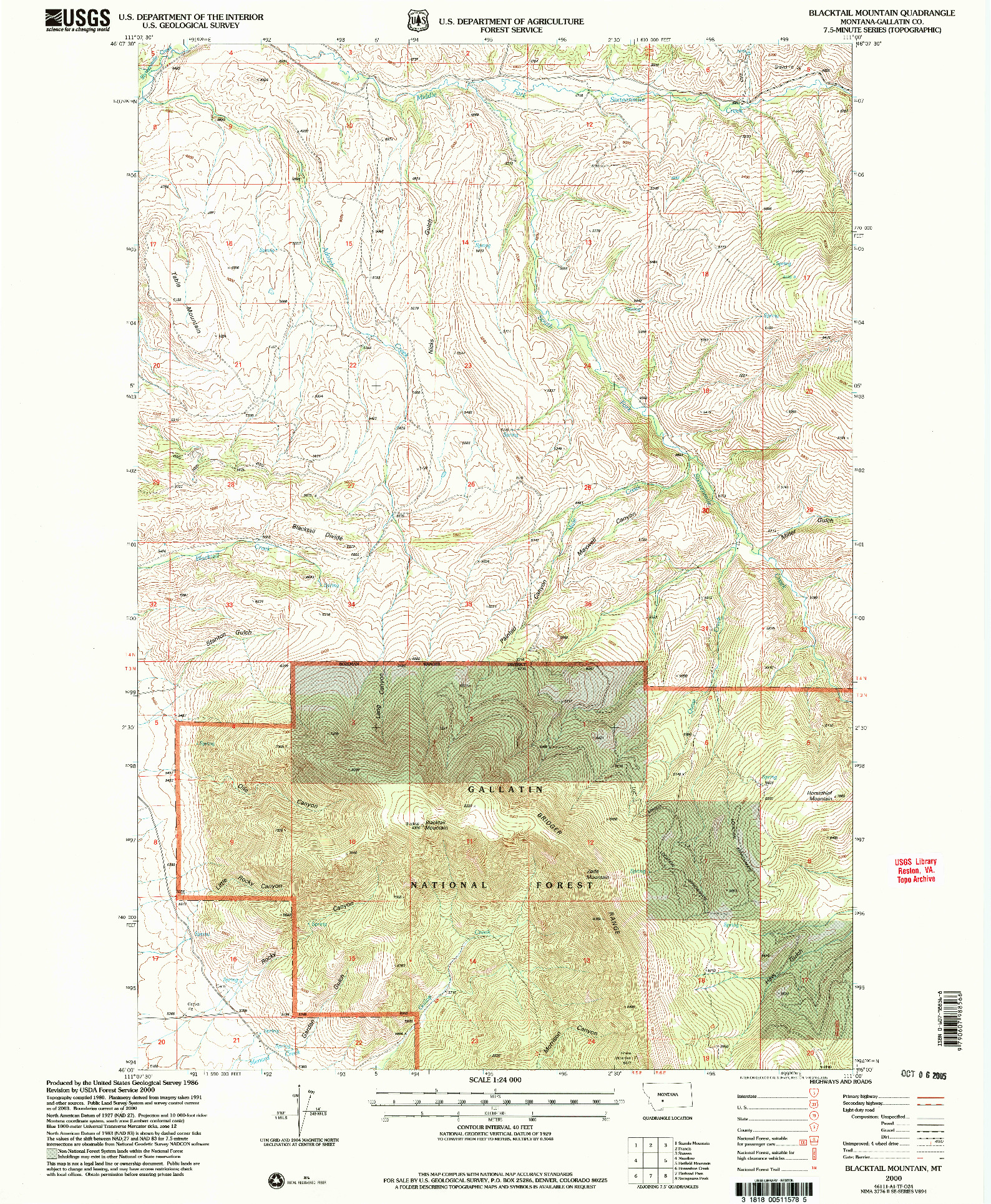 USGS 1:24000-SCALE QUADRANGLE FOR BLACKTAIL MOUNTAIN, MT 2000