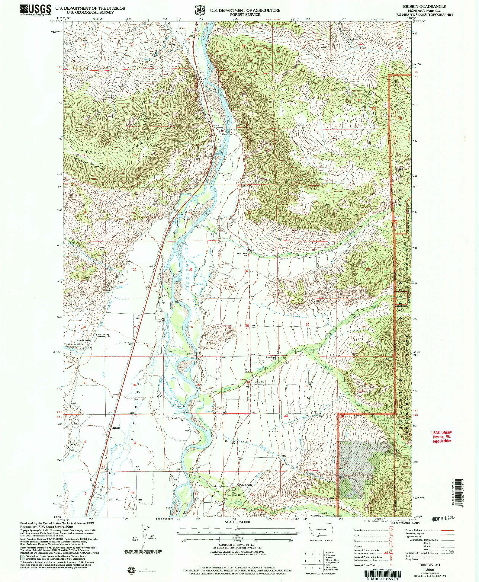 USGS 1:24000-SCALE QUADRANGLE FOR BRISBIN, MT 2000