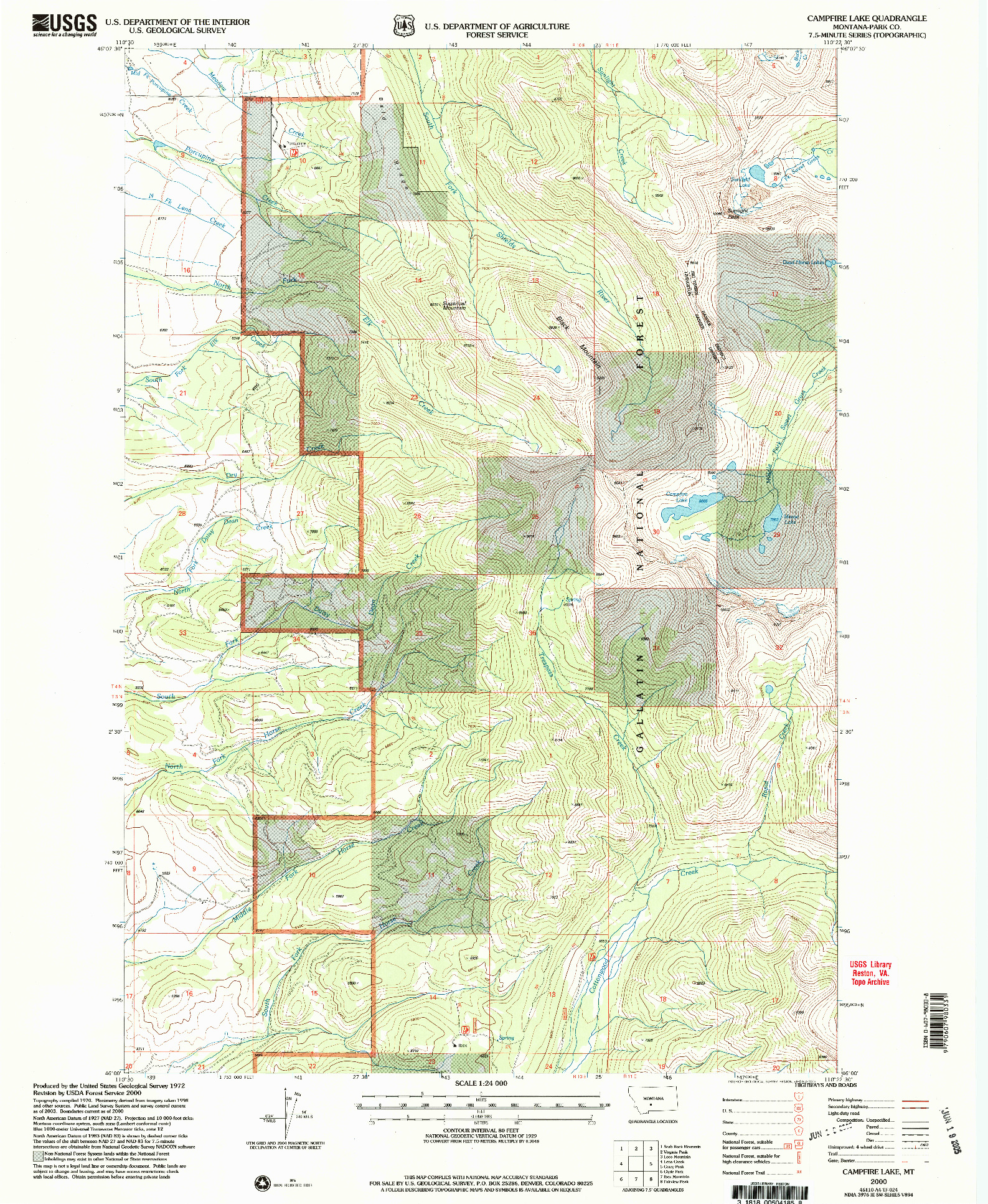 USGS 1:24000-SCALE QUADRANGLE FOR CAMPFIRE LAKE, MT 2000