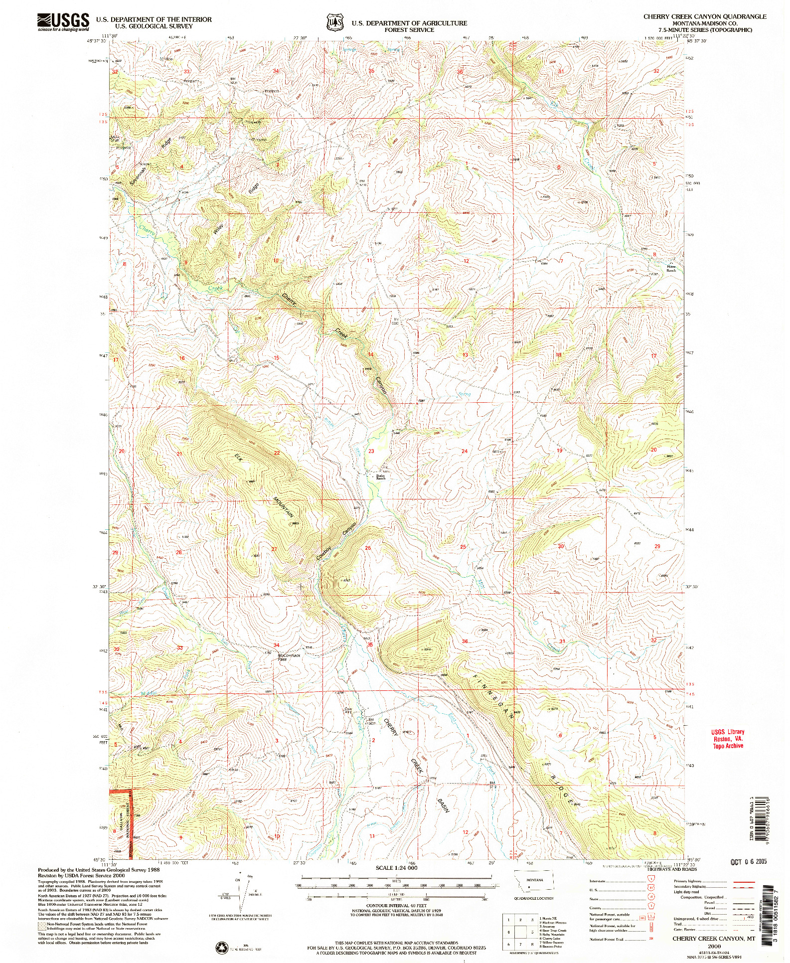 USGS 1:24000-SCALE QUADRANGLE FOR CHERRY CREEK CANYON, MT 2000