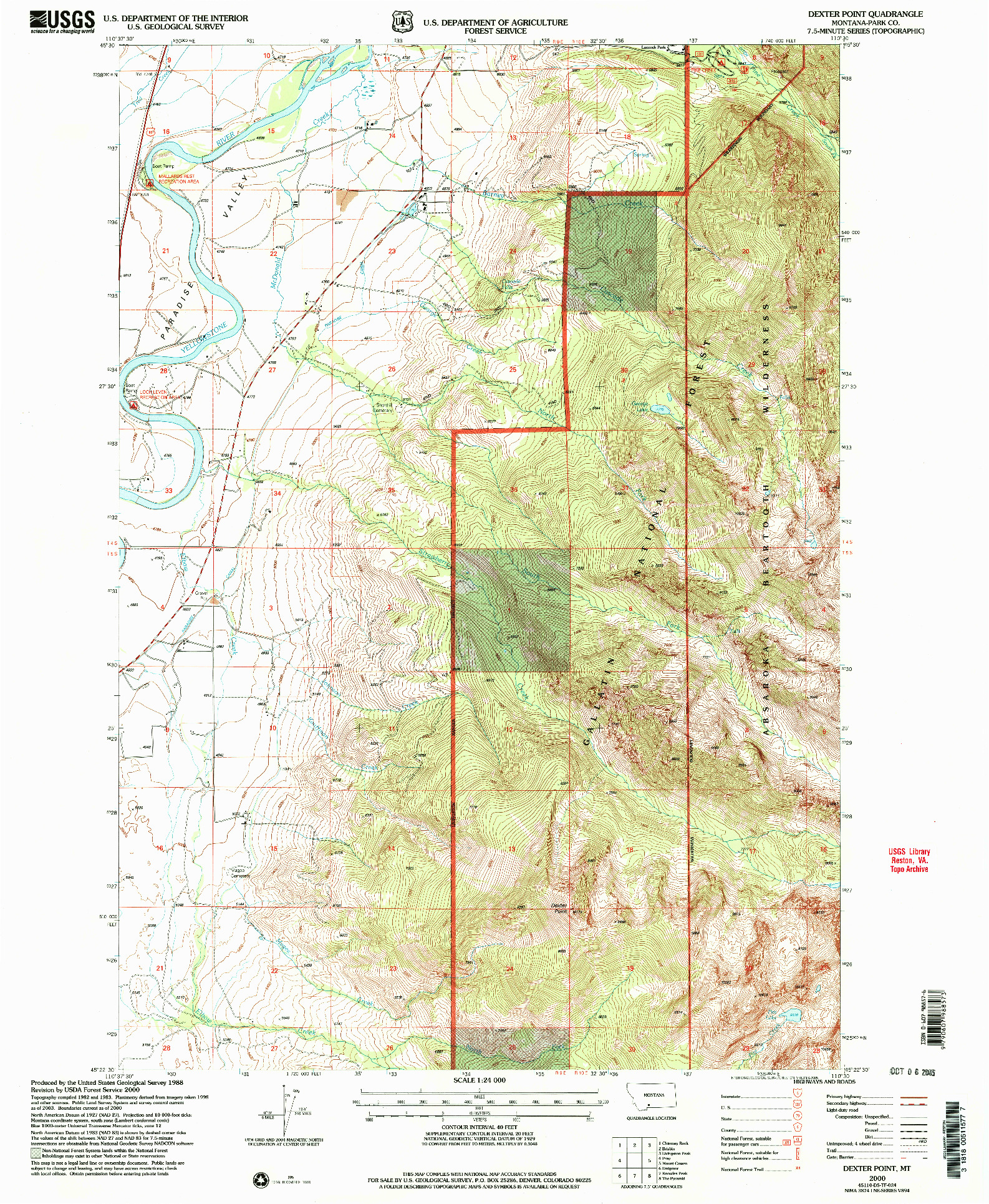 USGS 1:24000-SCALE QUADRANGLE FOR DEXTER POINT, MT 2000