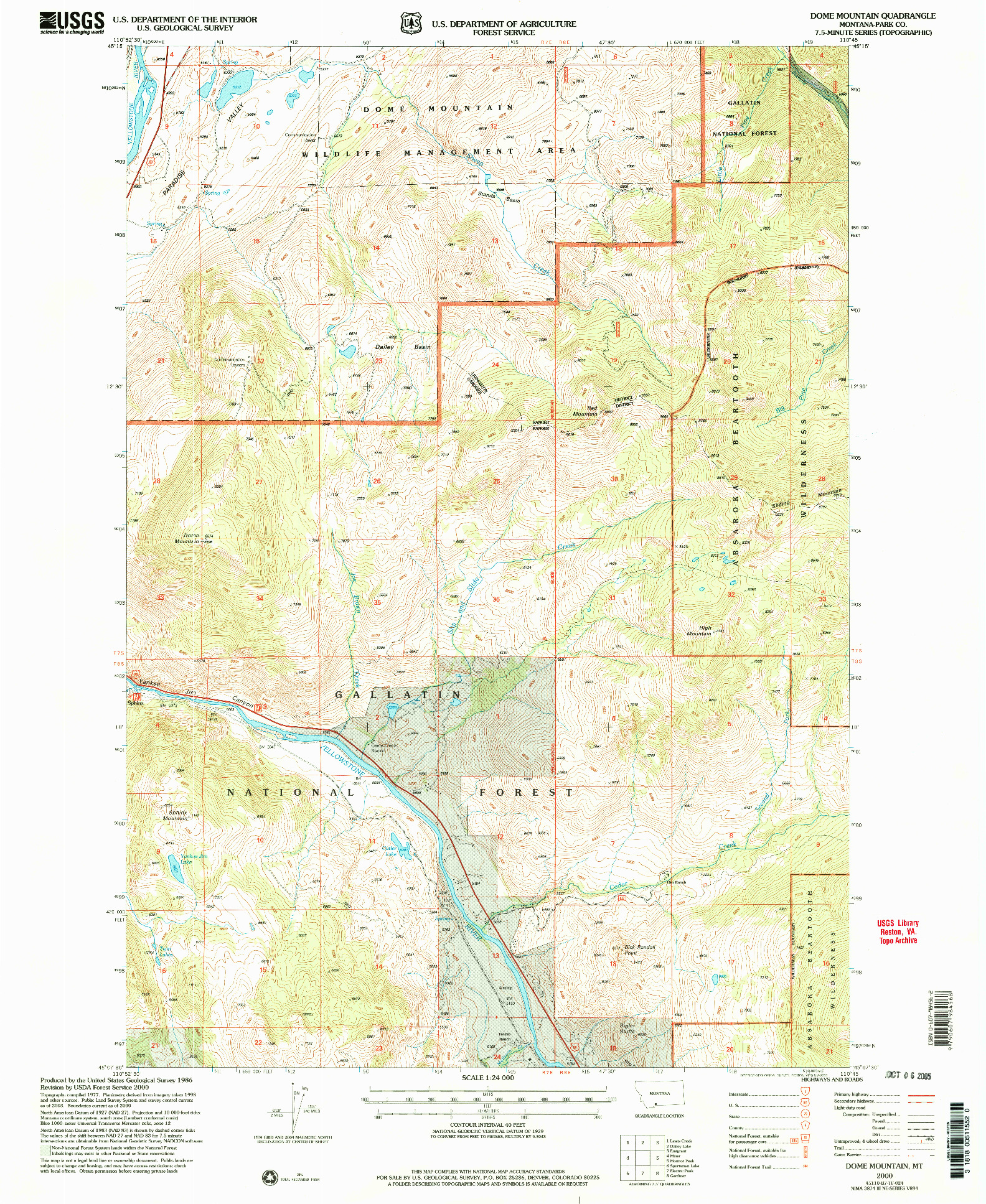 USGS 1:24000-SCALE QUADRANGLE FOR DOME MOUNTAIN, MT 2000