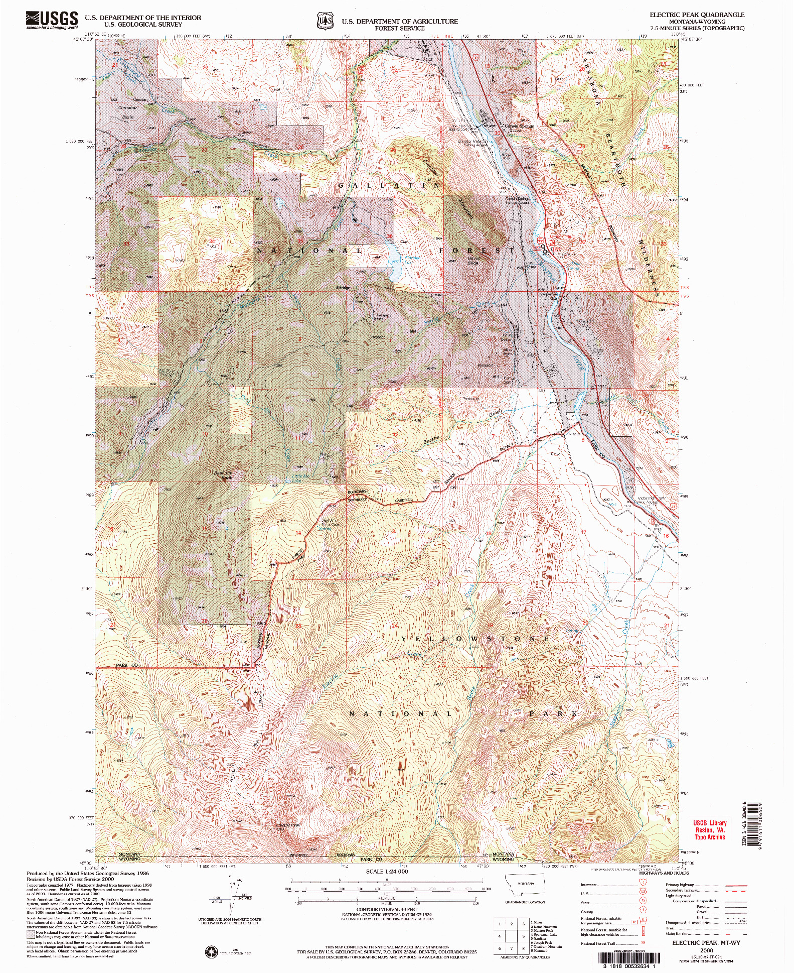 USGS 1:24000-SCALE QUADRANGLE FOR ELECTRIC PEAK, MT 2000